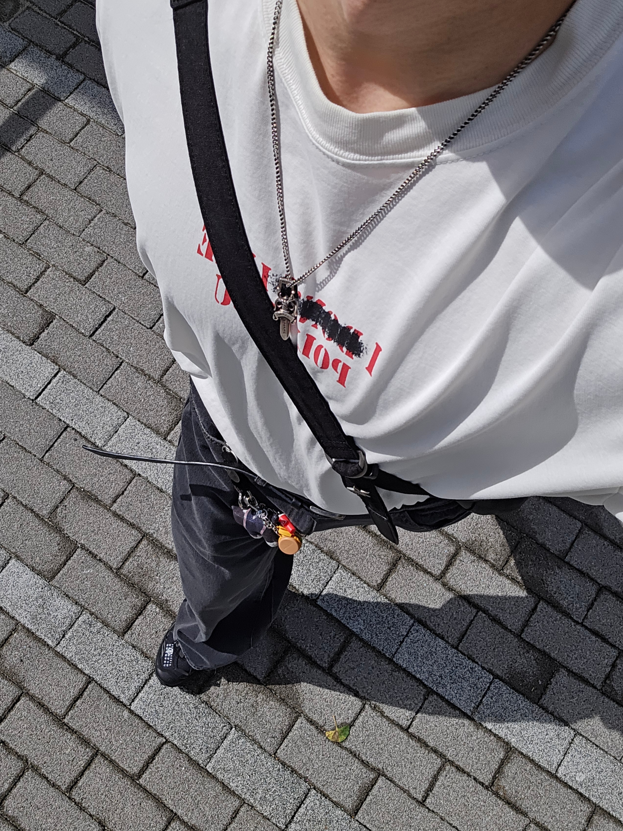 Polyteru Rebuild Gosima Denim Pants Type 002 (Tape) Washed Black, Salomon x MM6 Maison Margiela XT-4 Mule Black 착용 스타일