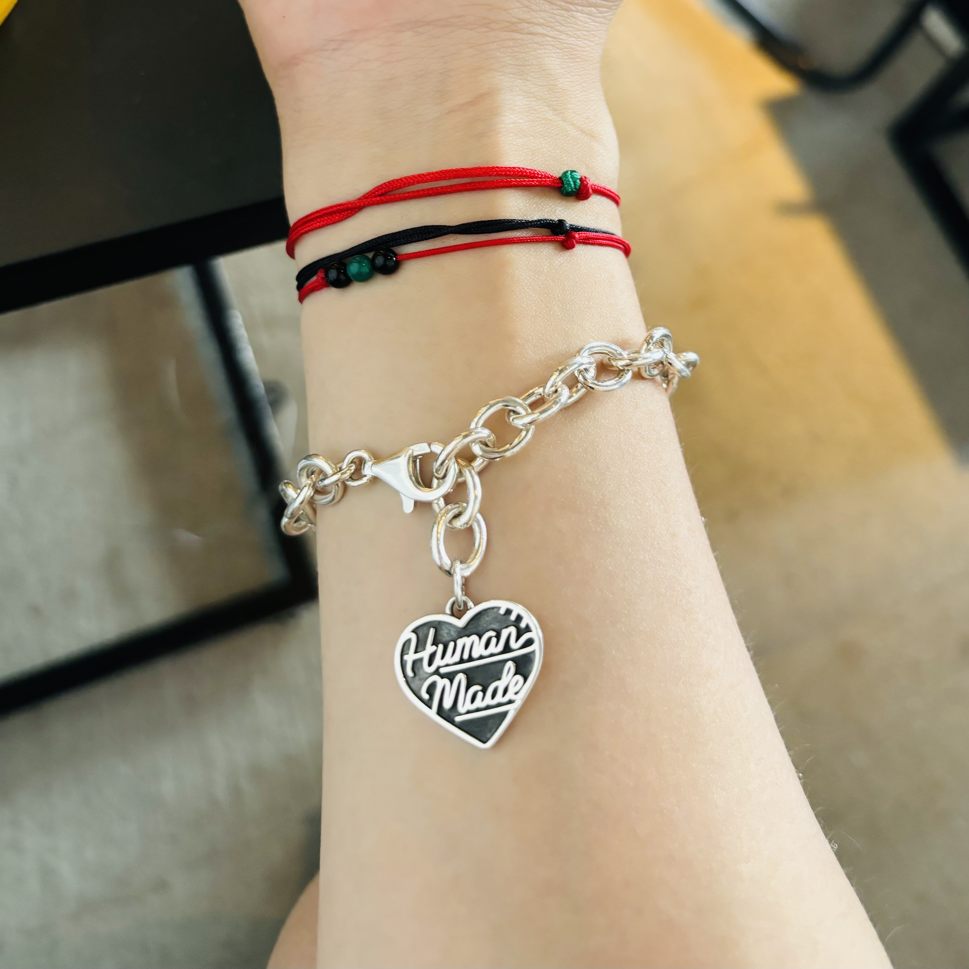 Human Made Heart Silver Bracelet Silver 착용 스타일