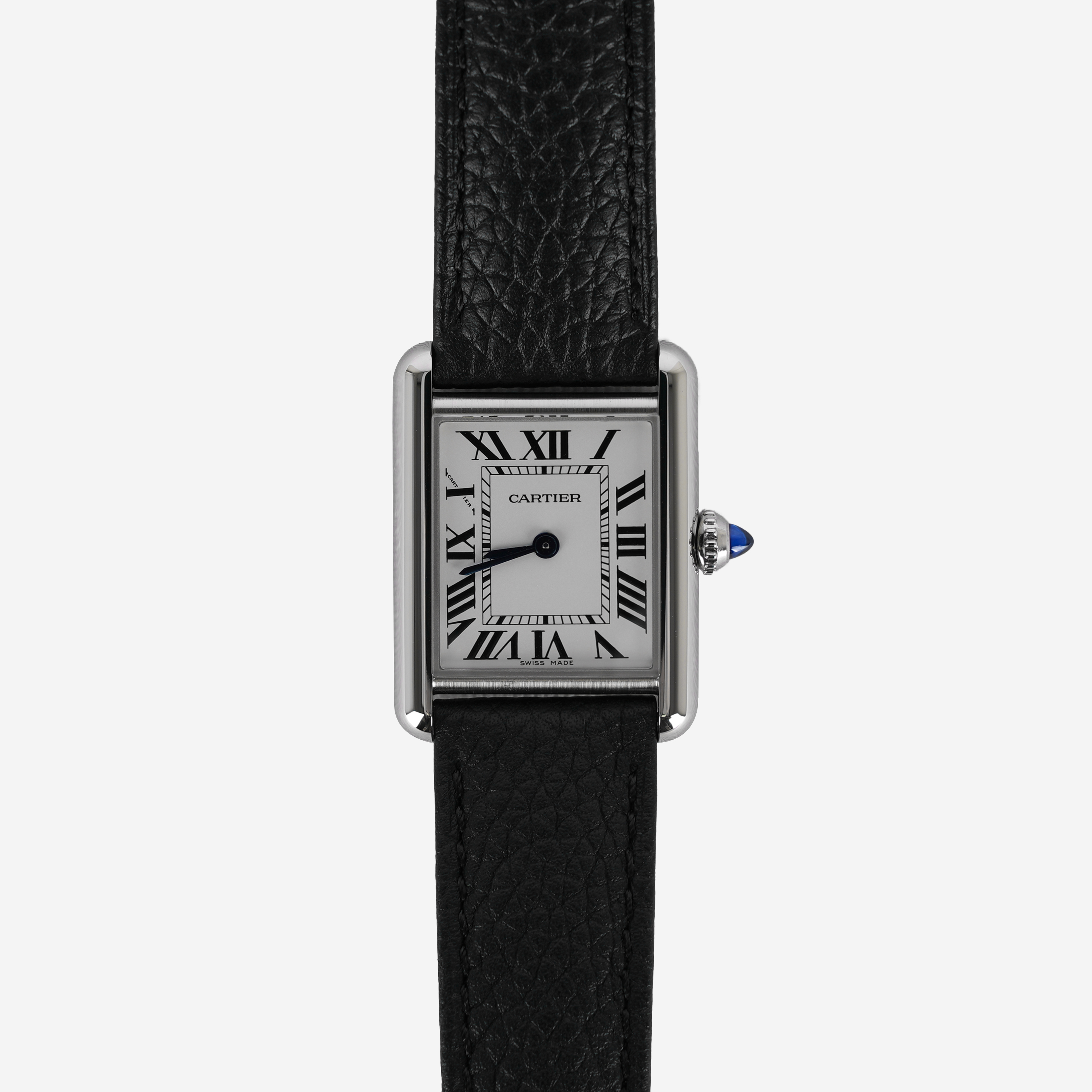 Cartier Tank Must Watch Small Quartz Steel Calfskin Black