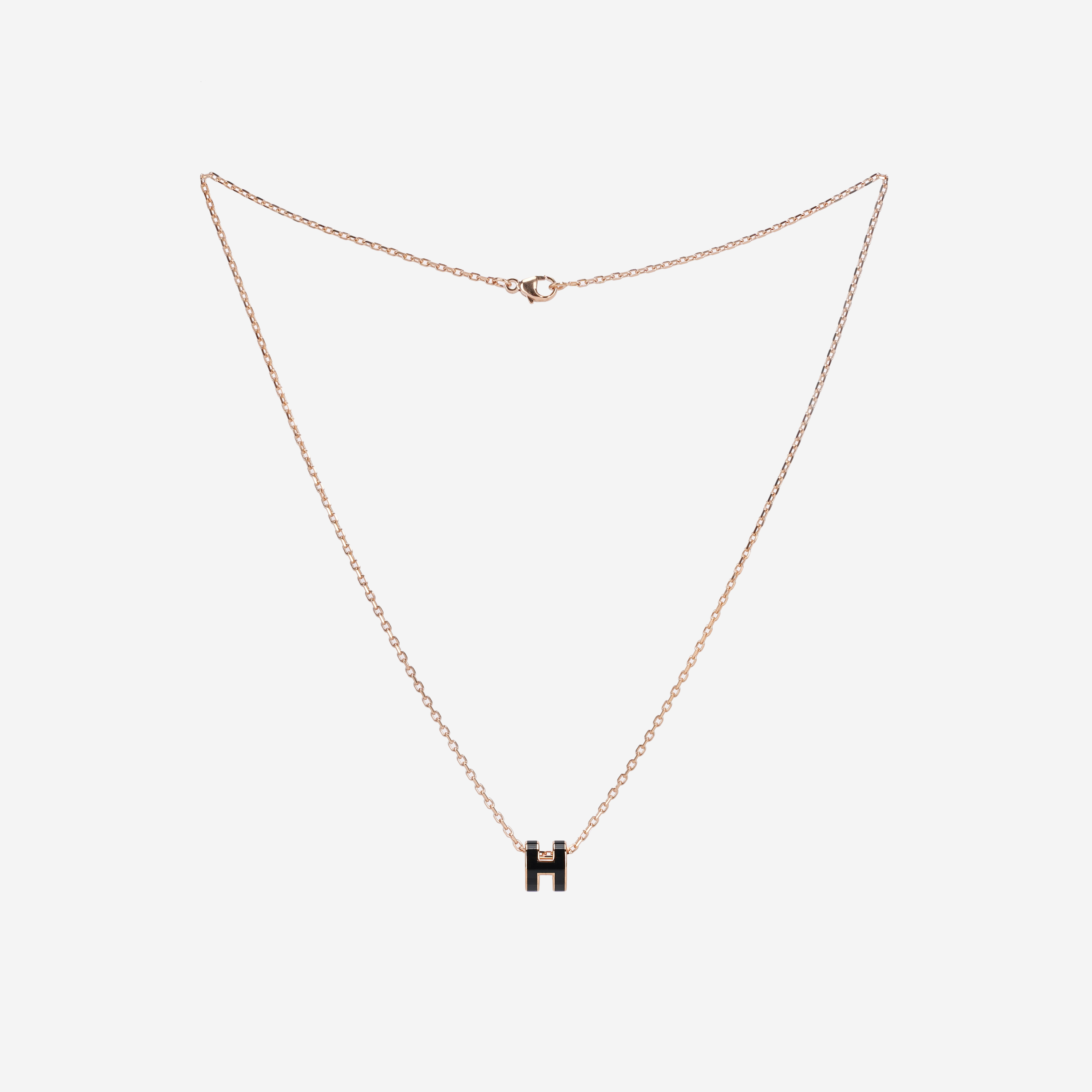 (W) Hermes Mini Pop H Pendant Rose Gold & Noir