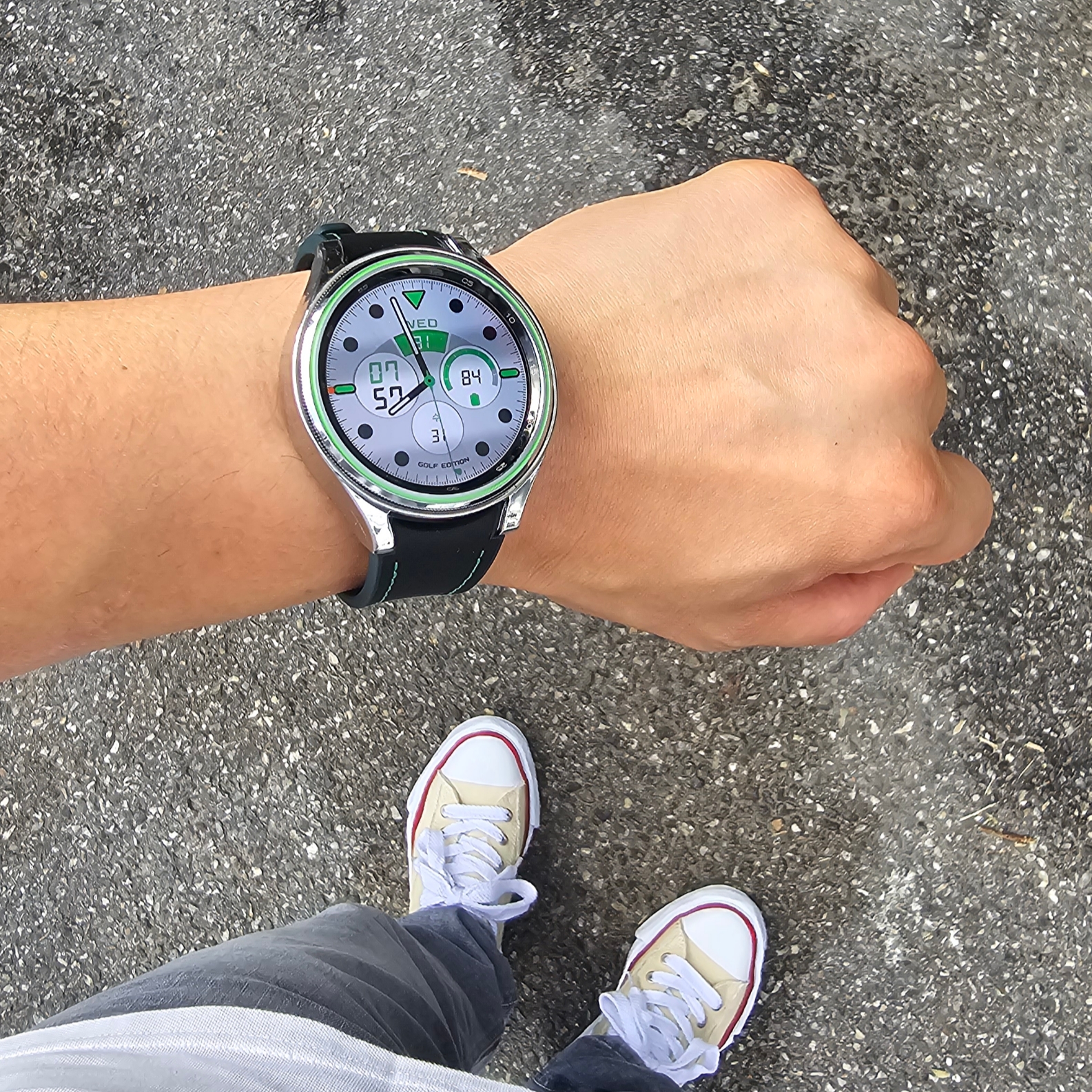 Maison Mihara Yasuhiro Peterson OG Sole Canvas Low-top Sneakers Natural, Samsung Galaxy Watch6 Classic 47mm Golf Edition Bluetooth Silver (Korean Ver.) 착용 스타일 - 4