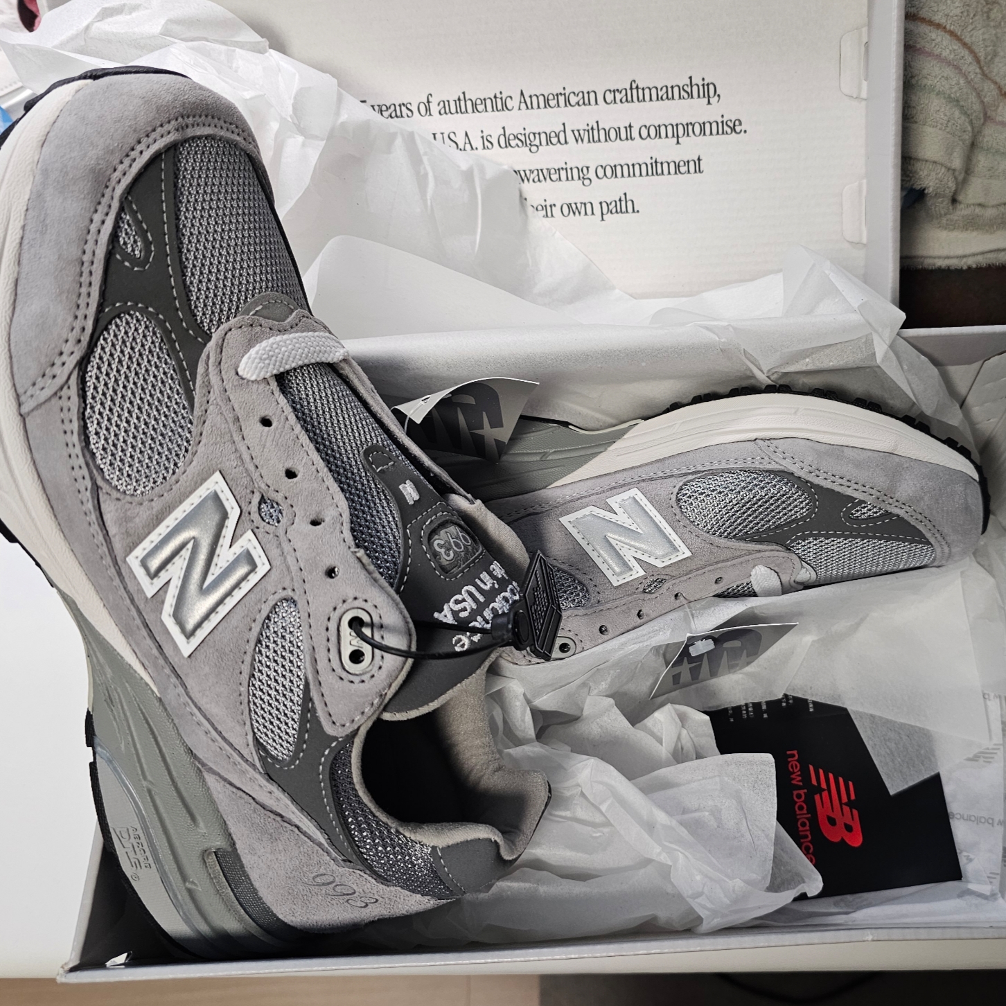 New Balance 993 Made in USA Grey - D Standard 착용 스타일 - 4