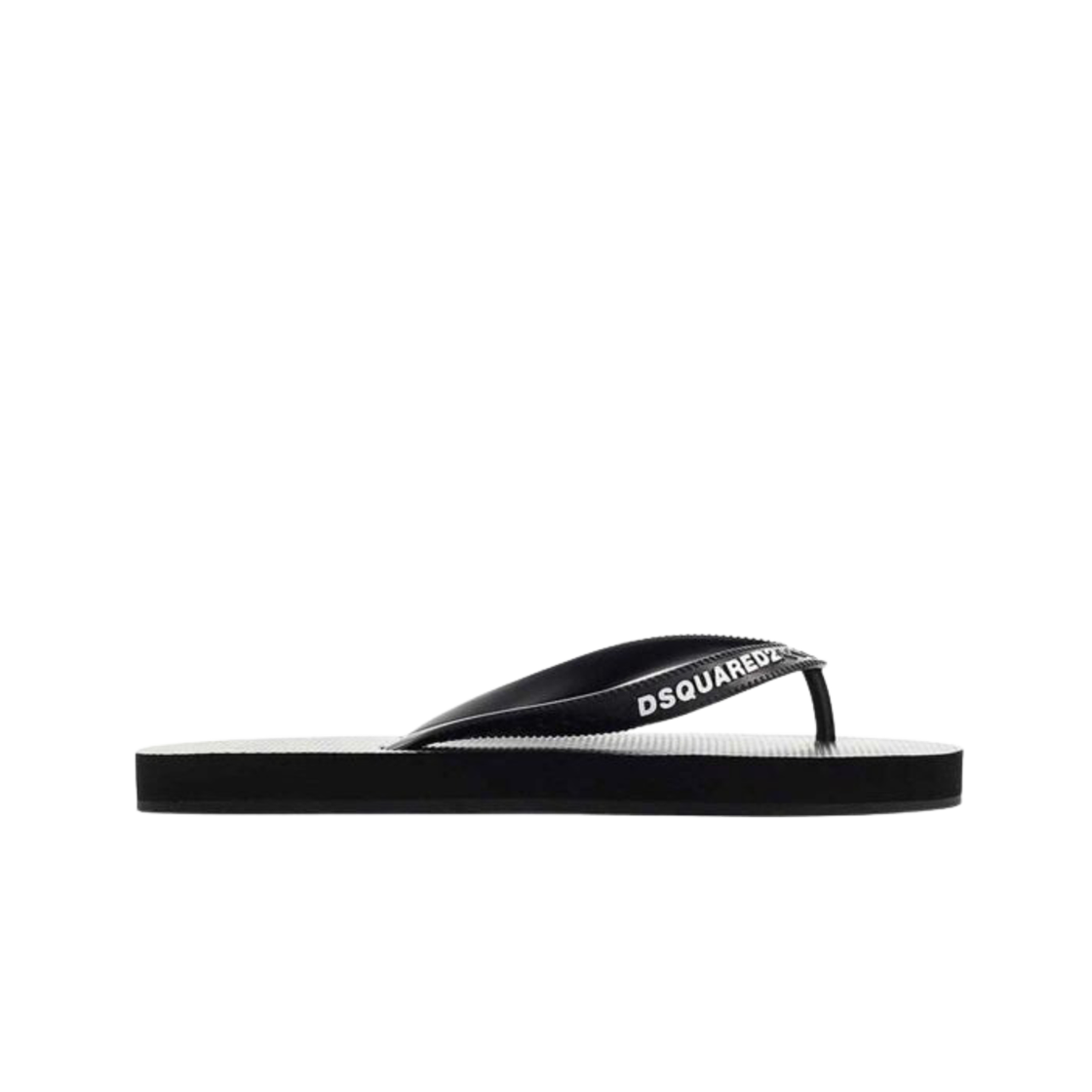 (W) 디스퀘어드2 콘트라스팅 로고 통 샌들 블랙((W) Dsquared2 Contrasting Logo Thong Sandals Black)