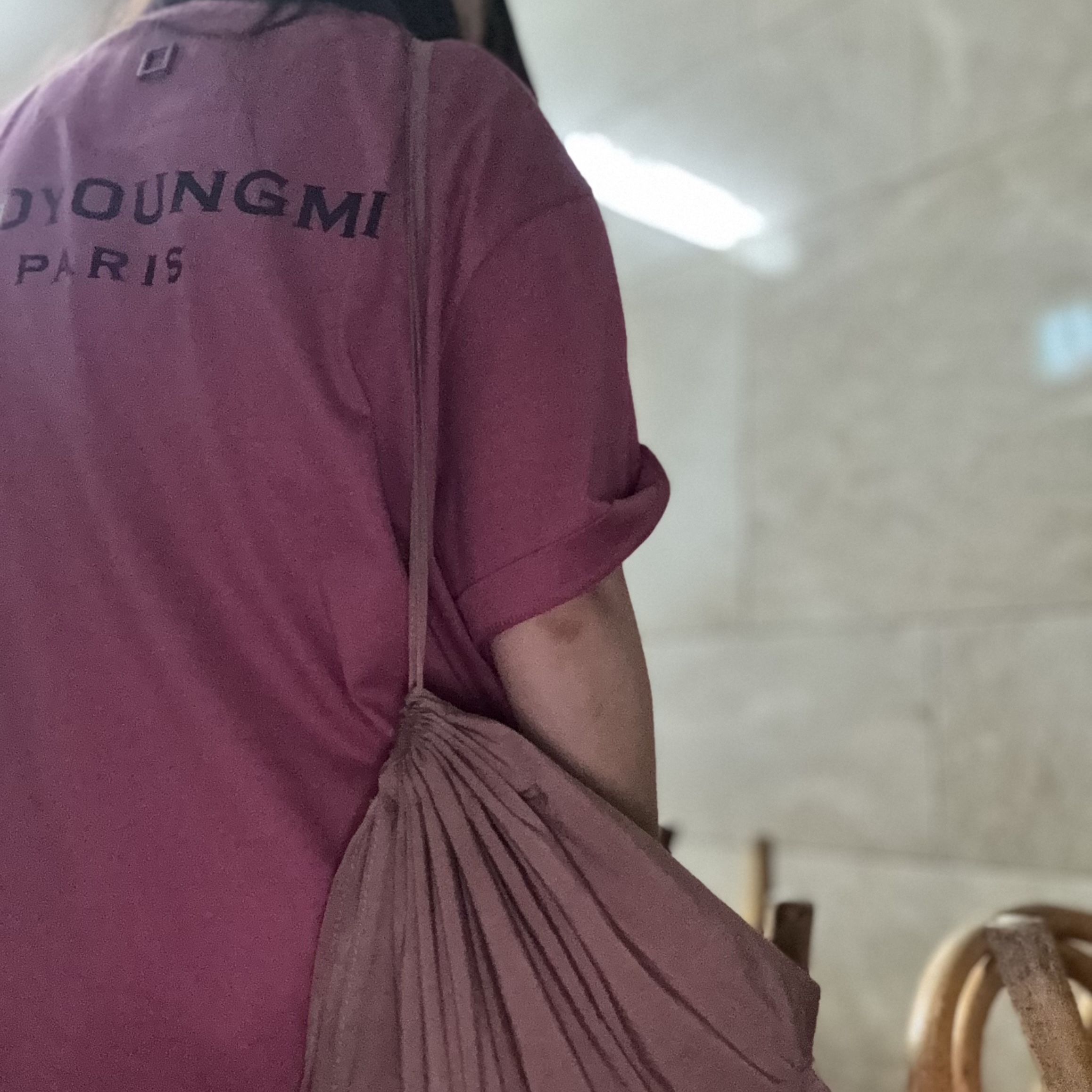 Wooyoungmi Black Back Logo T-Shirt Pink - 22FW 착용 스타일