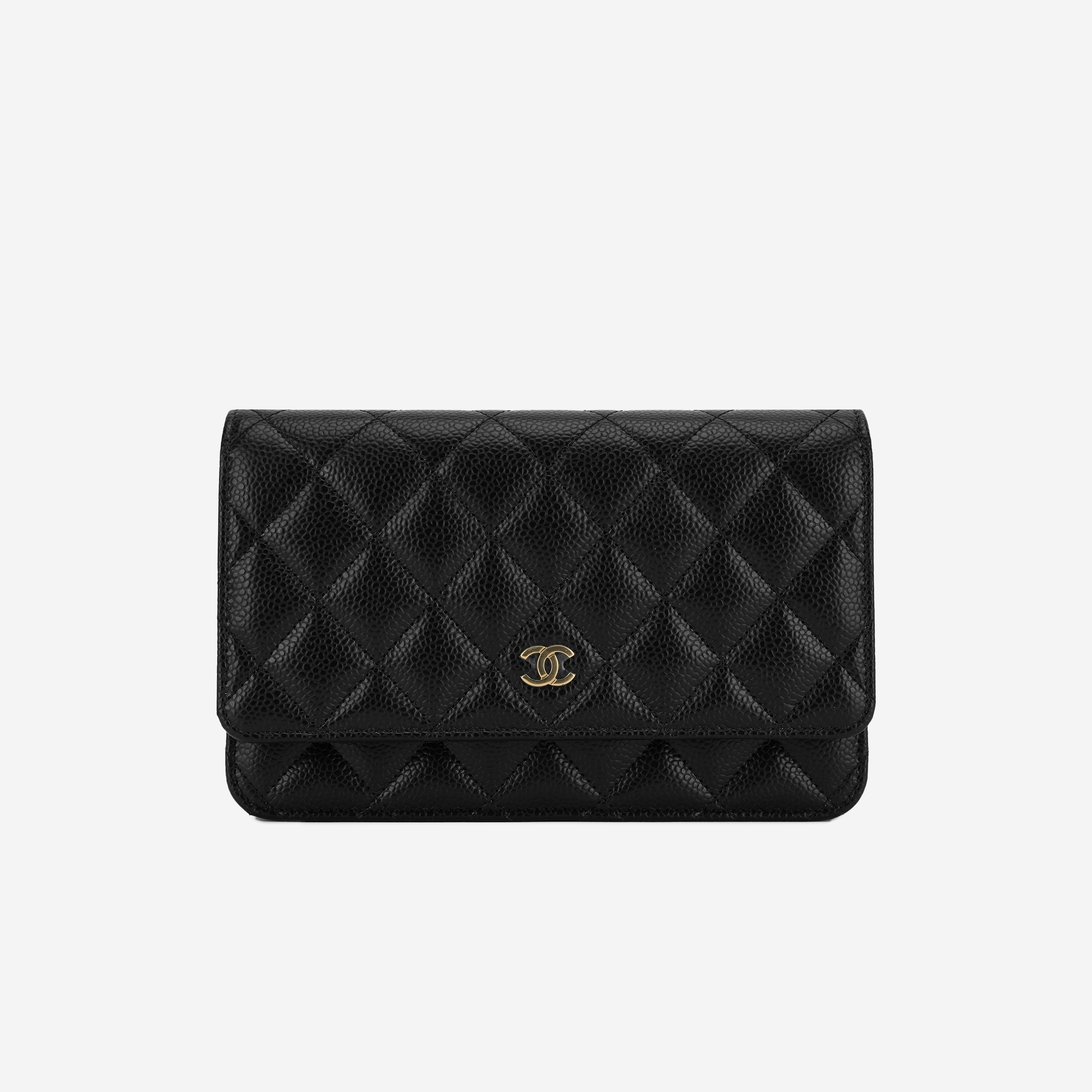 Chanel Classic Wallet On Chain Grained Calfskin & Gold Black