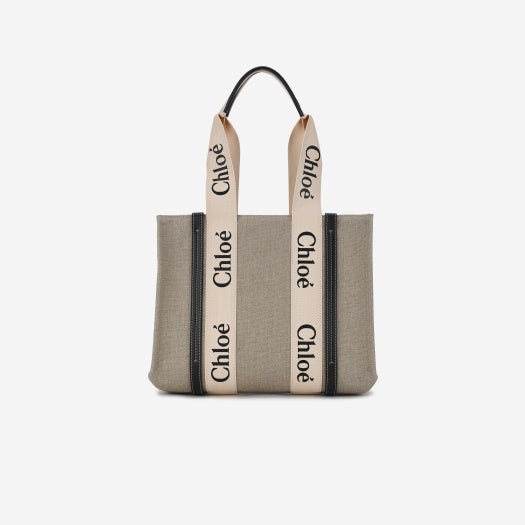 Chloe Woody Medium Tote Bag White Blue
