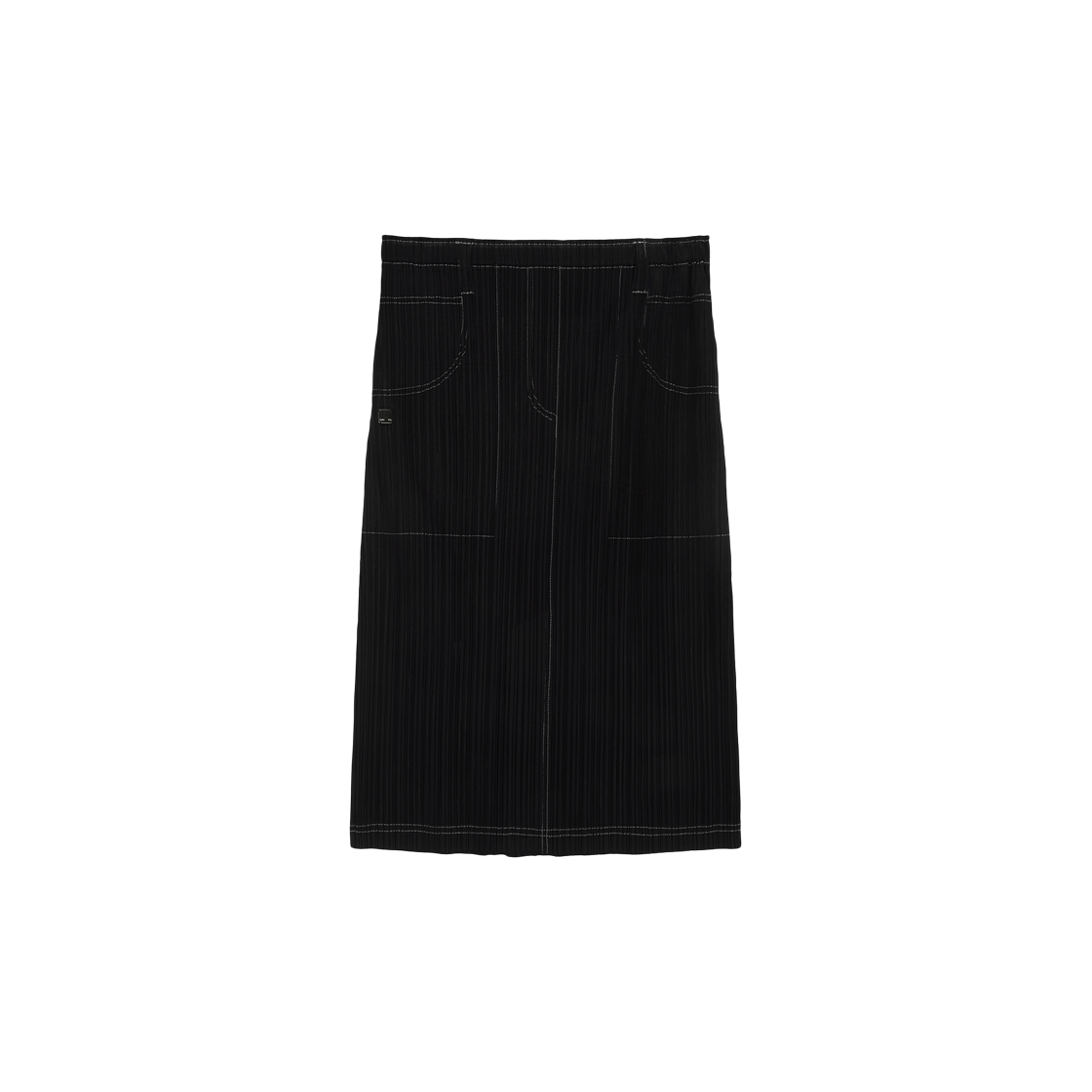 (W) Matin Kim Pleats Stitch Layered Skirt Black 상세 이미지 1