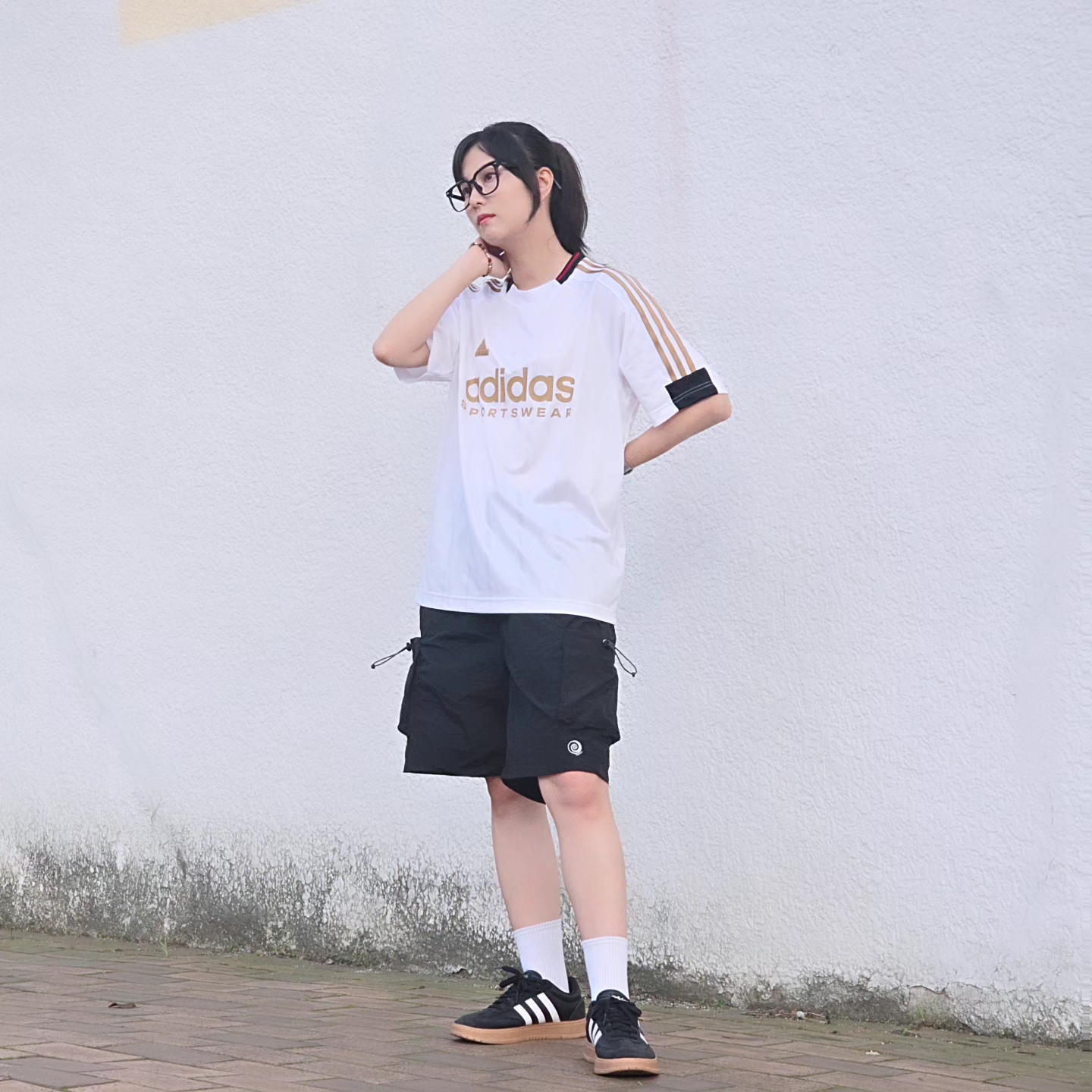 Adidas House of Tiro Nations Pack T-Shirt Team Victory Red White - KR Sizing, Adidas Gradas Core Black 착용 스타일 - 1