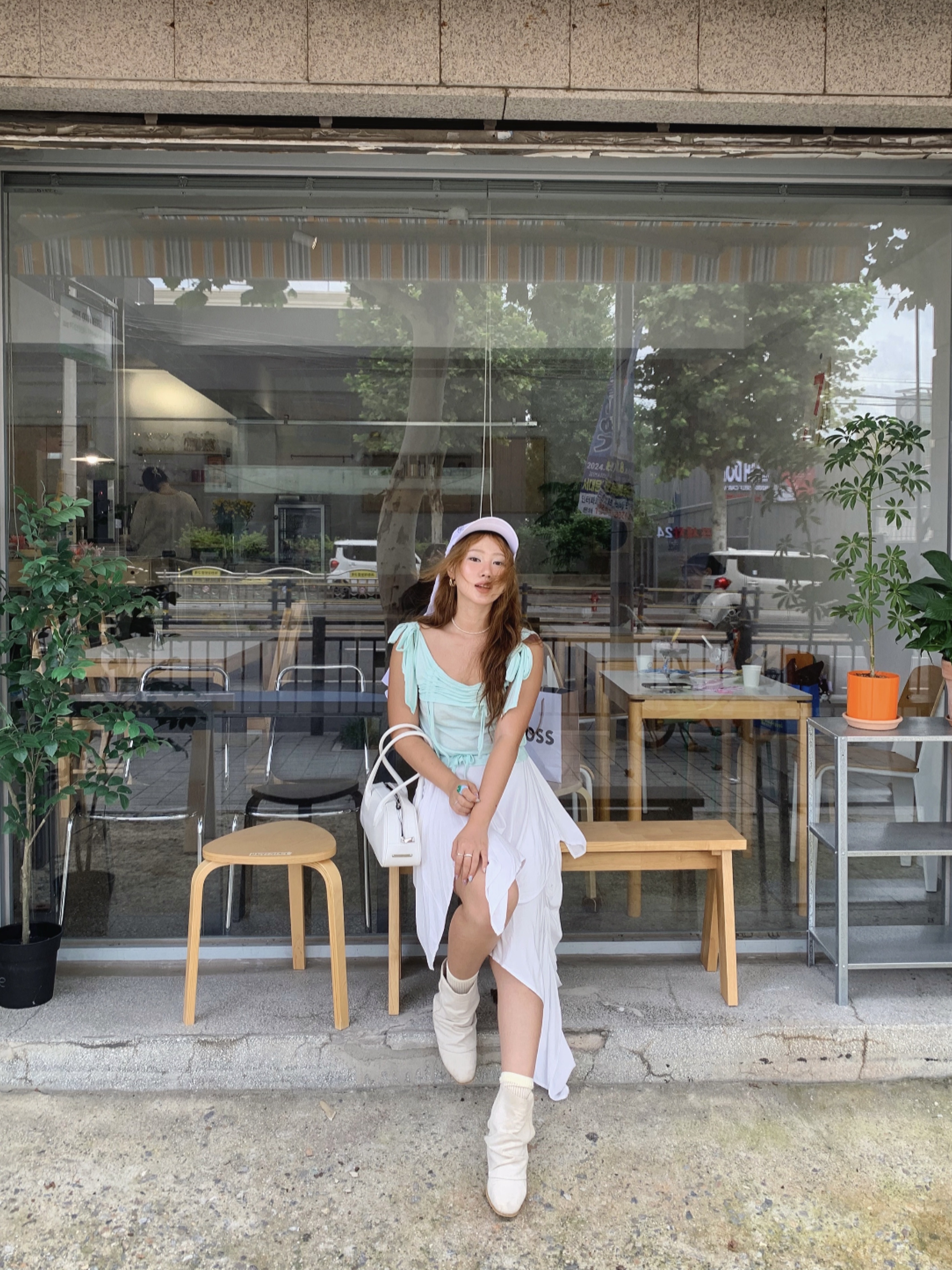 ACOC Sunflower Cap Ivory 착용 스타일 - 2