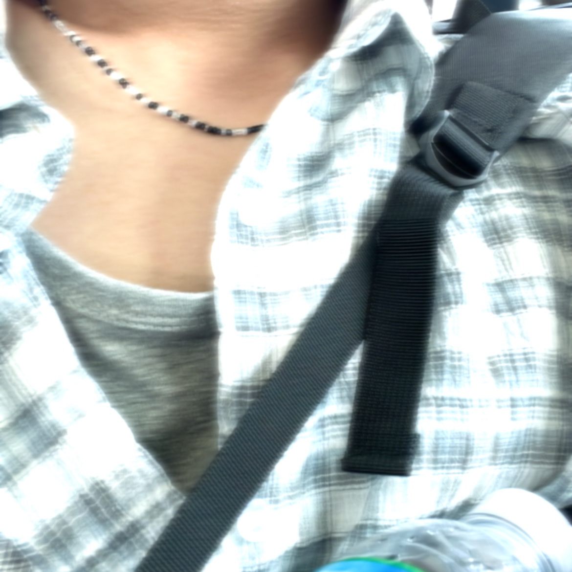 Millo Archive Ombre Check Half Shirts Light Blue 착용 스타일