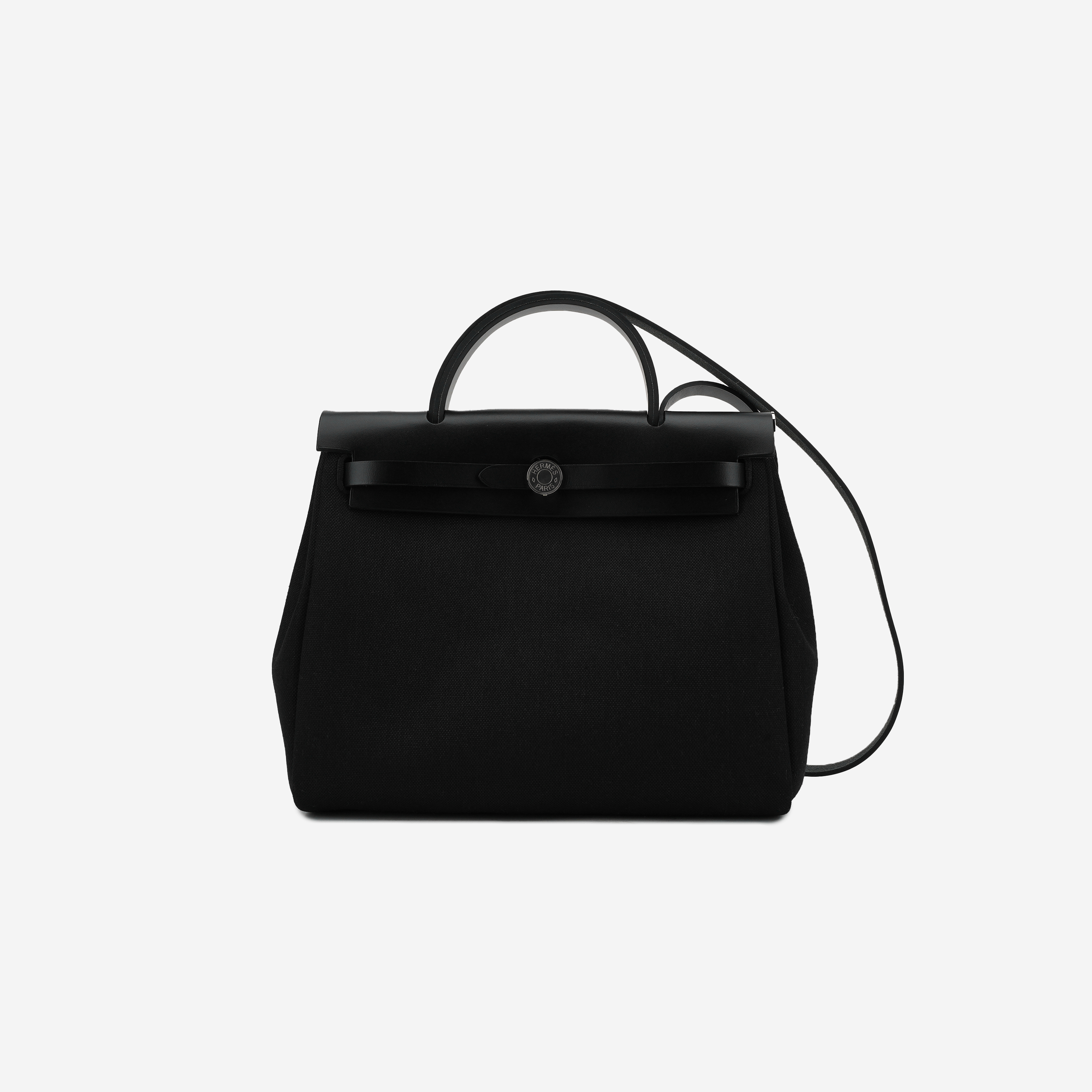 Hermes Herbag Zip 31 Bag Military Canvas Hunter Cowhide & Palladium Noir