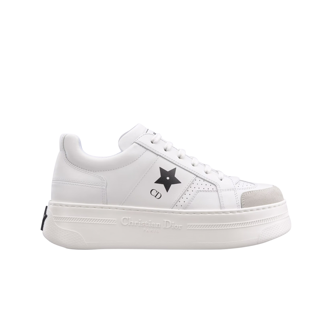 (W) 디올 스타 플랫폼 스니커즈 카프스킨 스웨이드 화이트((W) Dior Star Platform Sneakers Calfskin Suede White) - 1