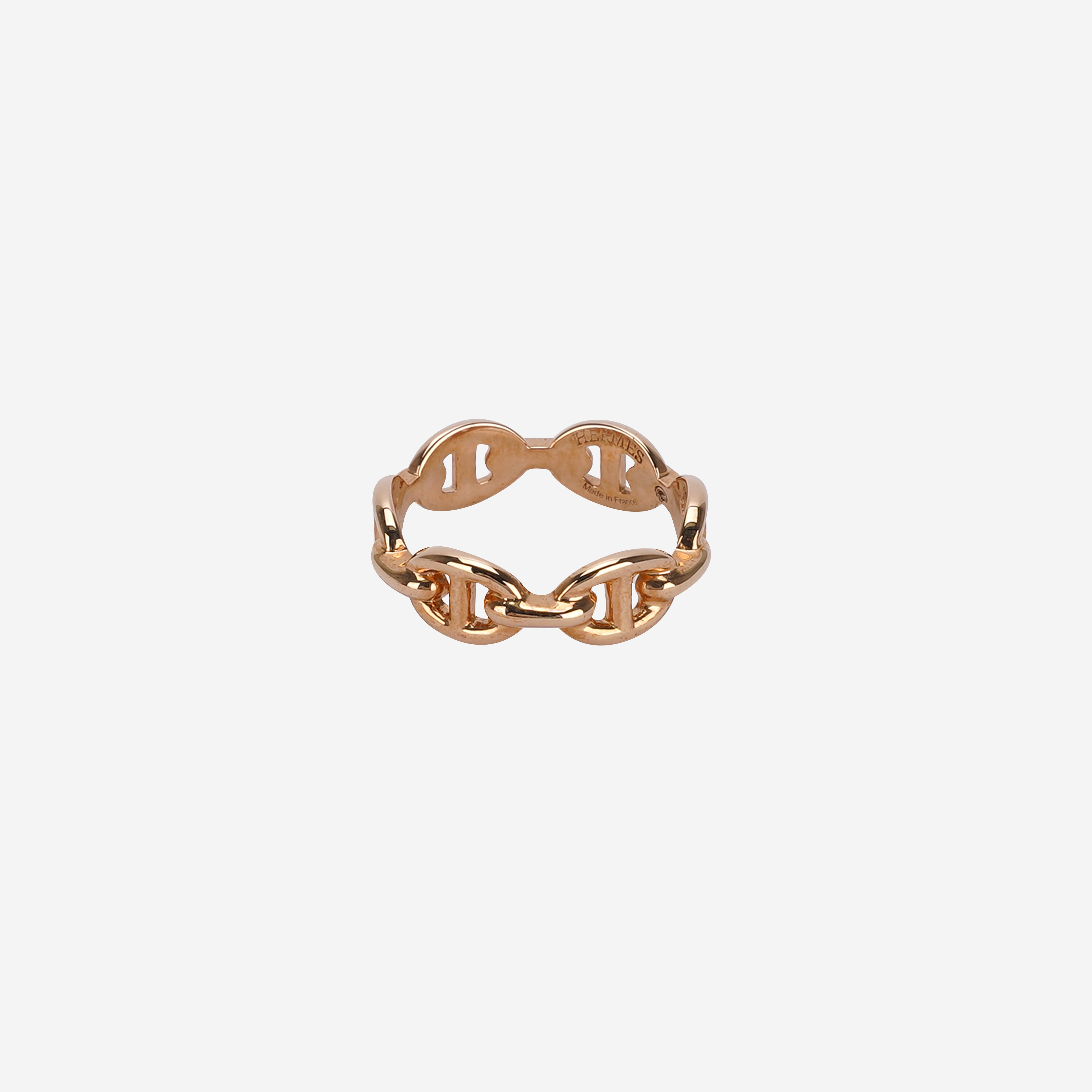 (W) Hermes Small Chaine D'Ancre Enchainee Ring Rose Gold