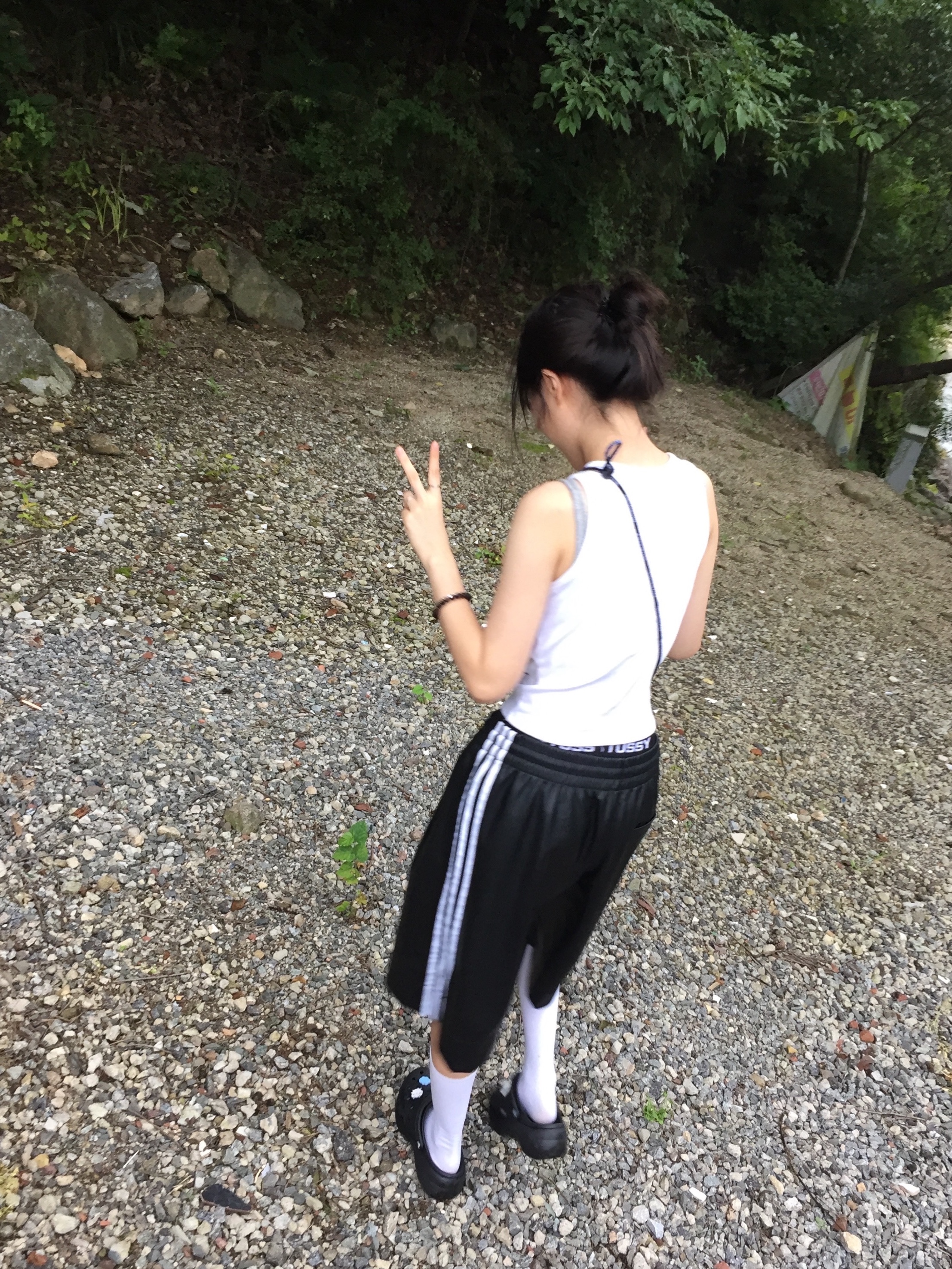 Adidas Originals Faux Leather Adicolor 3S Shorts Black - KR Sizing, (W) Crocs Classic Platform Clog Black 착용 스타일 - 3