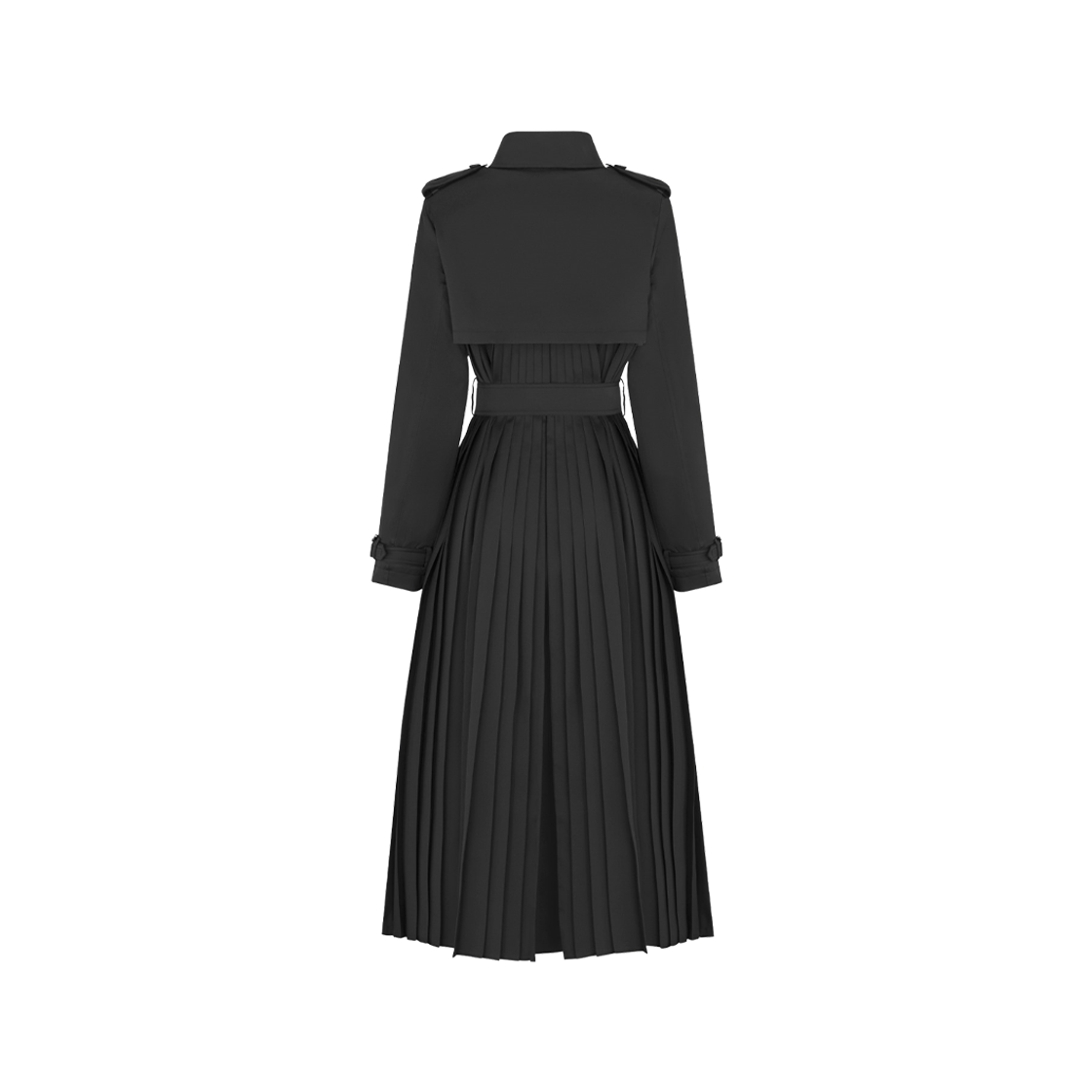 (W) Dior Pleated Trench Coat Black Technical Silk Twill 상세 이미지 2