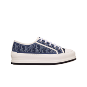 (W) Dior Walk'N'Dior Platform Sneakers Stonewashed-Effect Cotton Denim Embroidered with Dior Oblique Motif Blue