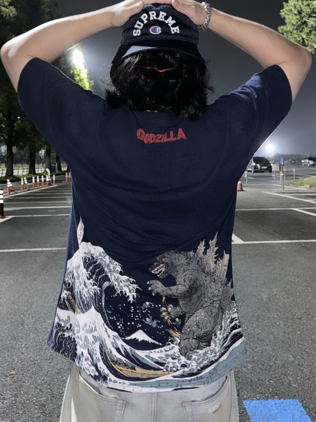 Supreme Ultrasuede Mesh Short Navy - 24SS, Supreme Boucle Small Box Sweater Navy - 24SS 착용 스타일 - 7