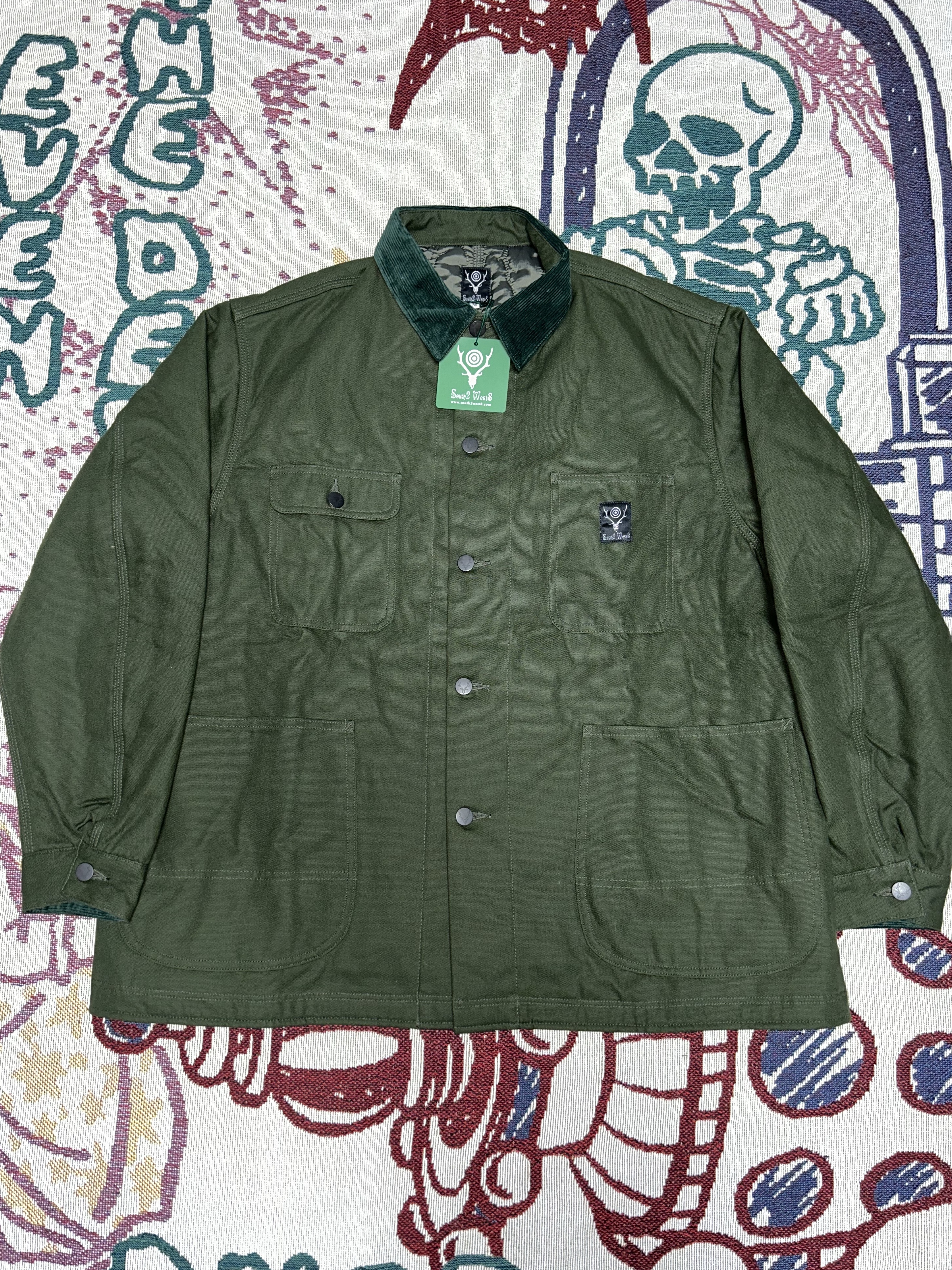 South2 West8 Coverall Jacket Green 착용 스타일 - 1