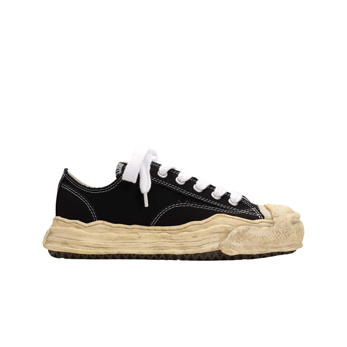 A13FW733-Black Maison Mihara Yasuhiro Hank OG Dyed Sole Canvas Low-top Sneakers Black