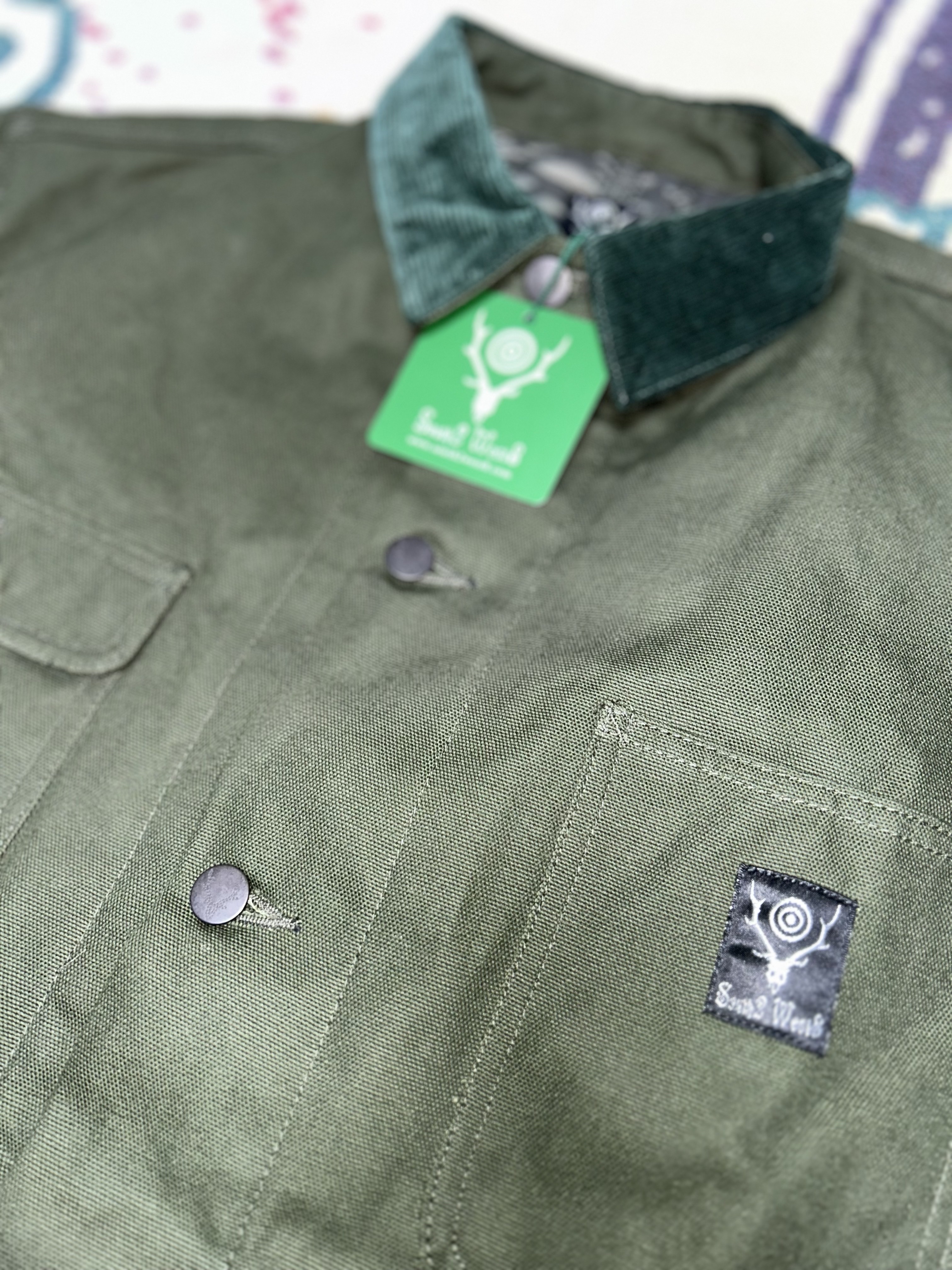 South2 West8 Coverall Jacket Green 착용 스타일 - 2
