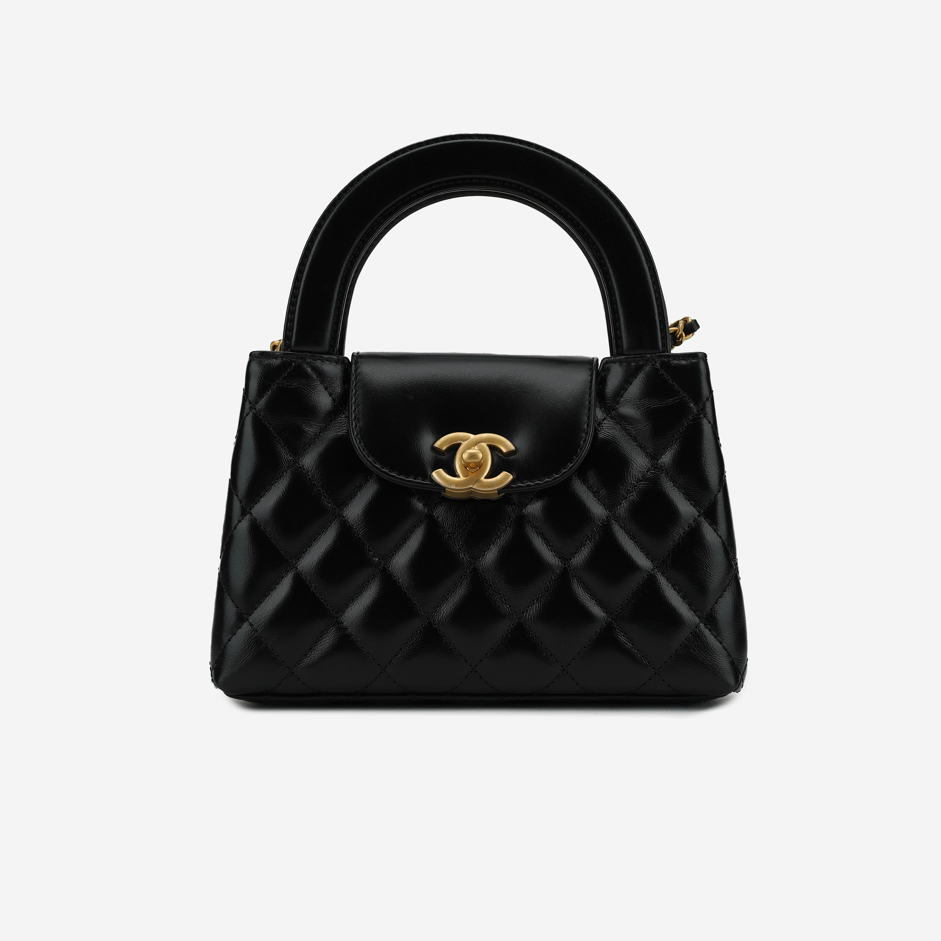 Chanel Mini Shopping Bag Shiny Aged Calfskin & Gold Black