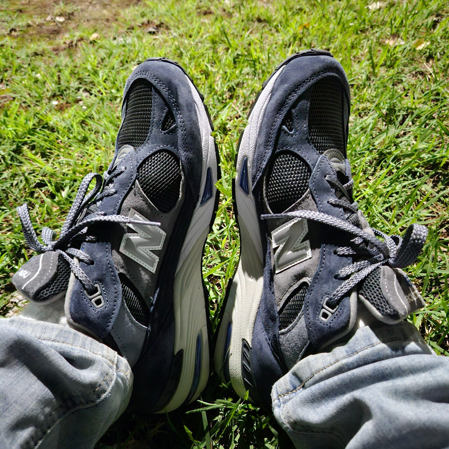 New Balance 991 Made in UK Grey Blue 착용 스타일