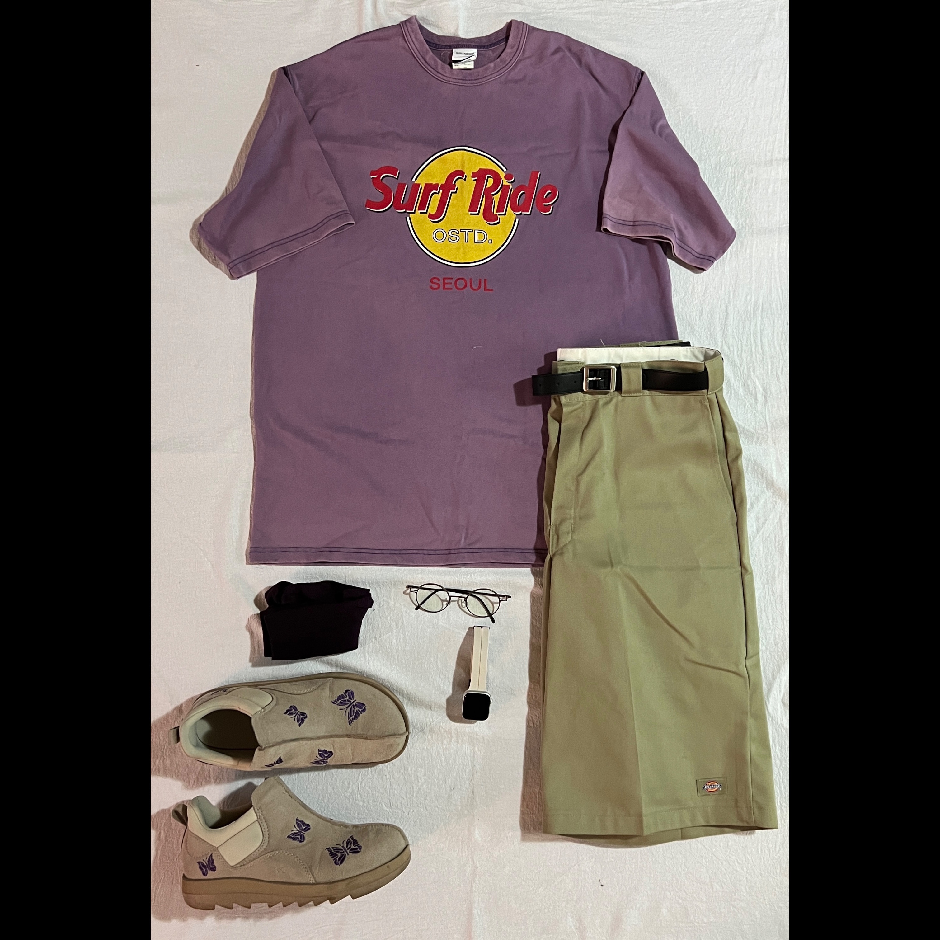 Reebok x Needles Beatnik Moc Modern Beige Extreme Purple, Dickies Loose Fit 13 Inch Flat Front Work Shorts Khaki 착용 스타일
