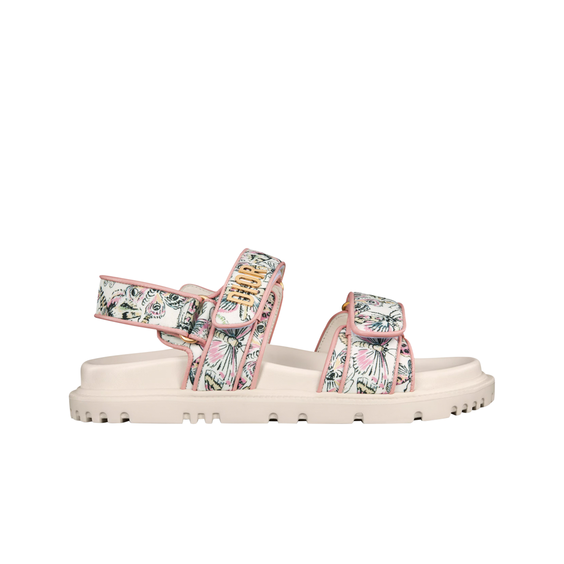 (W) Dior Dioract Sandal Technical Fabric with Printed Multicolor Libellule Camouflage Motif White 상세 이미지 1