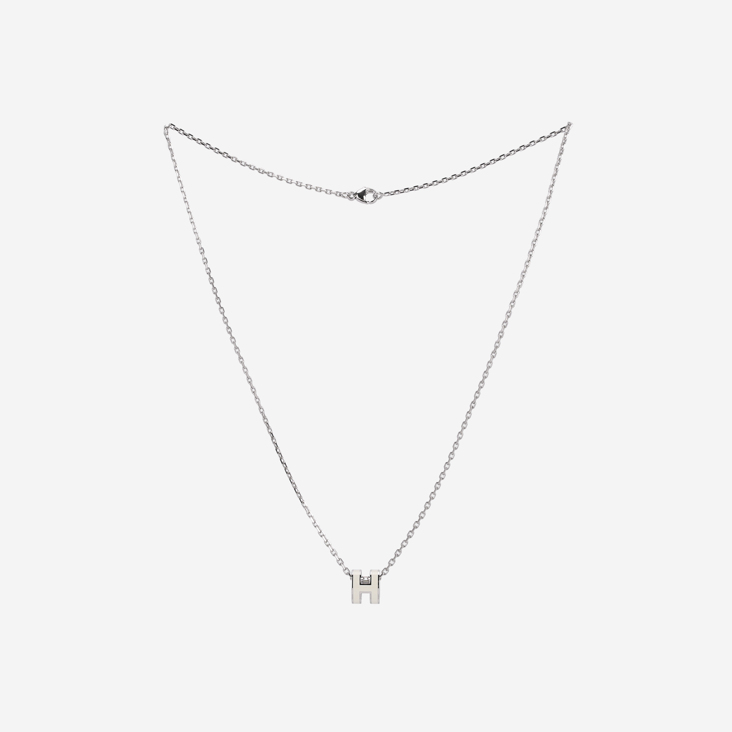 (W) Hermes Mini Pop H Pendant Palladium & Blanc
