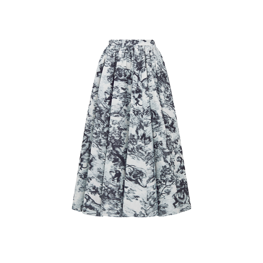 (W) Dior Flared Mid-Length Skirt Ecru Blue Sauvage Chine Jacquard 상세 이미지 1