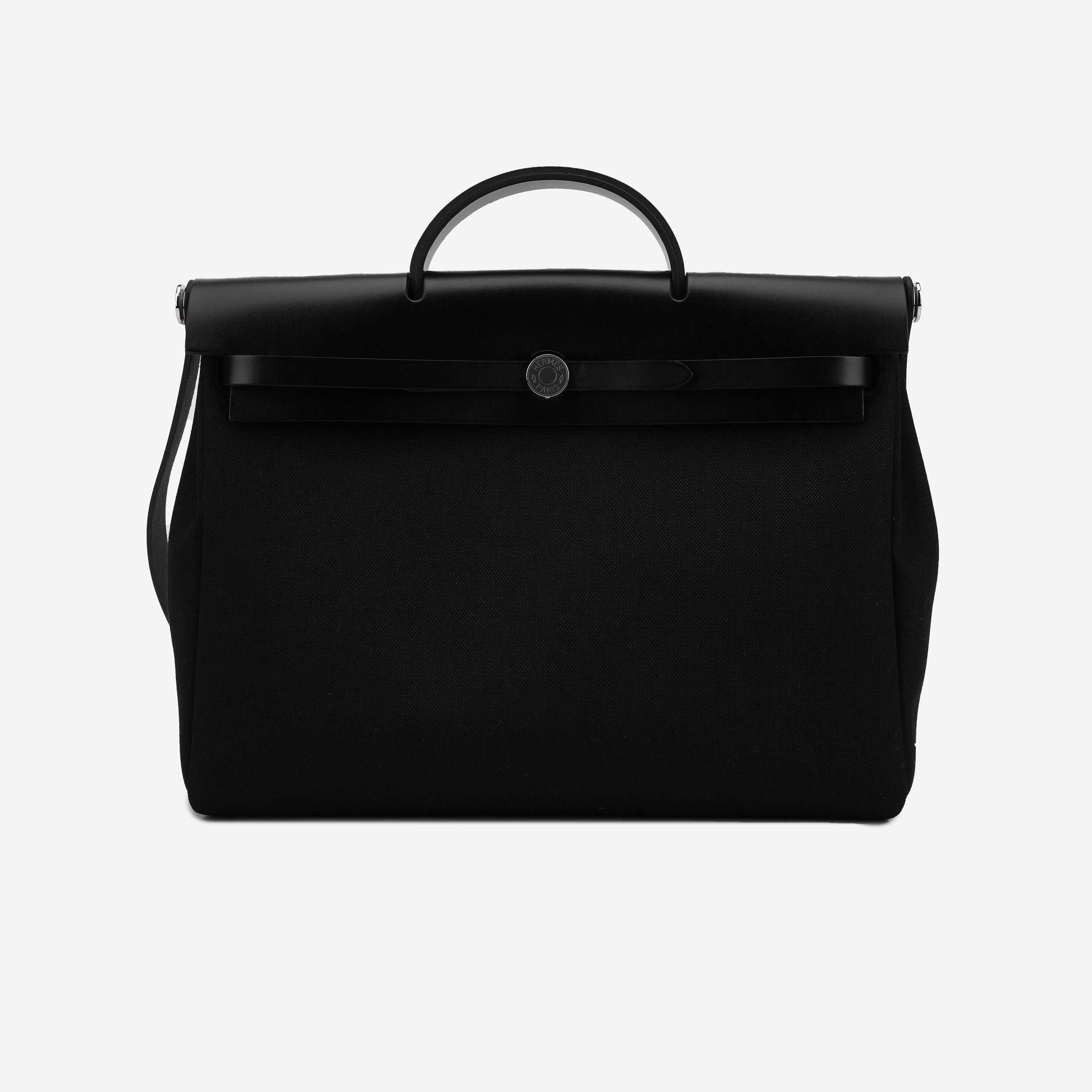 Hermes Herbag Messenger 39 Bag Military Canvas Hunter & Palladium Noir
