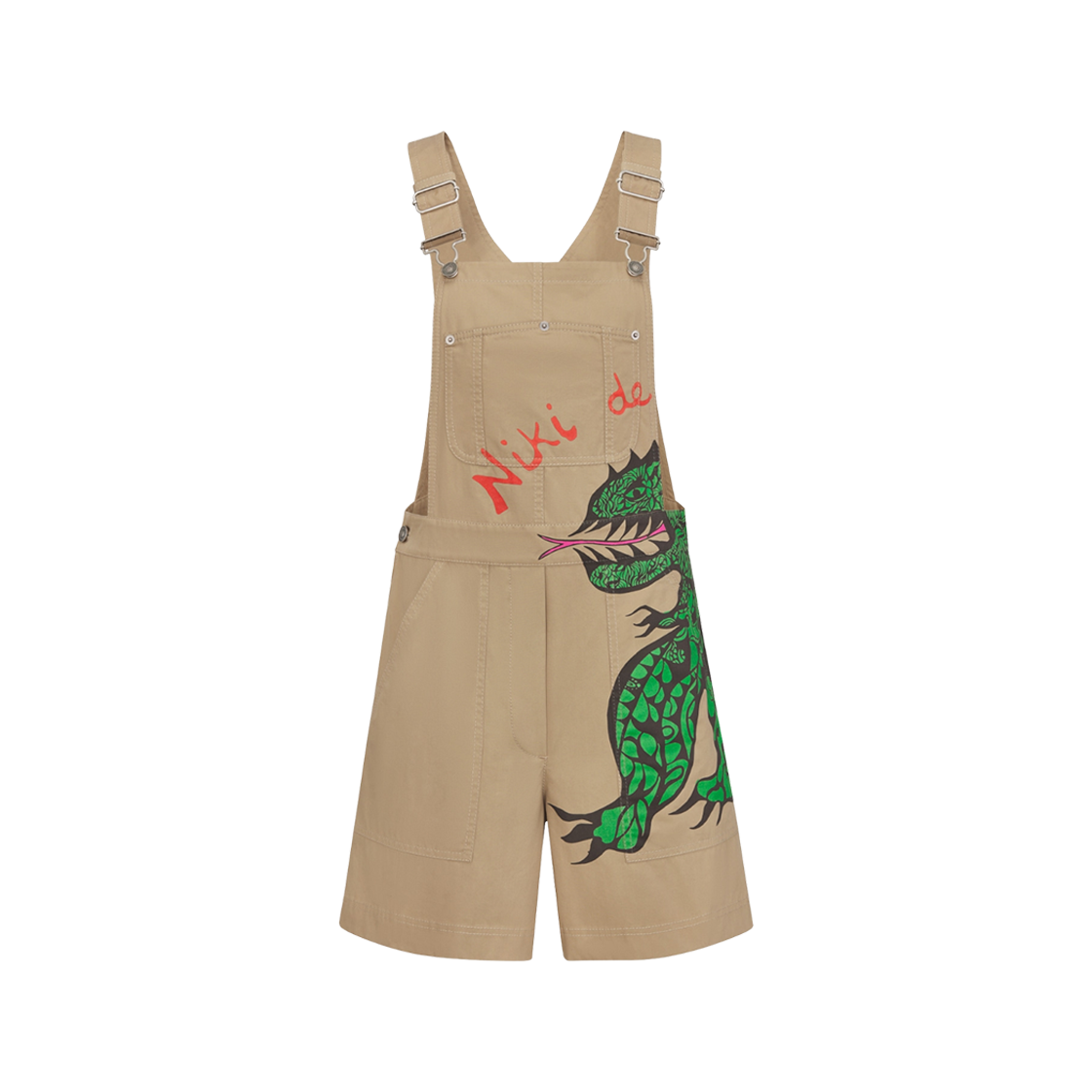 (W) Dior Short Overalls Beige Gabardine Green Dragon Motif 상세 이미지 1