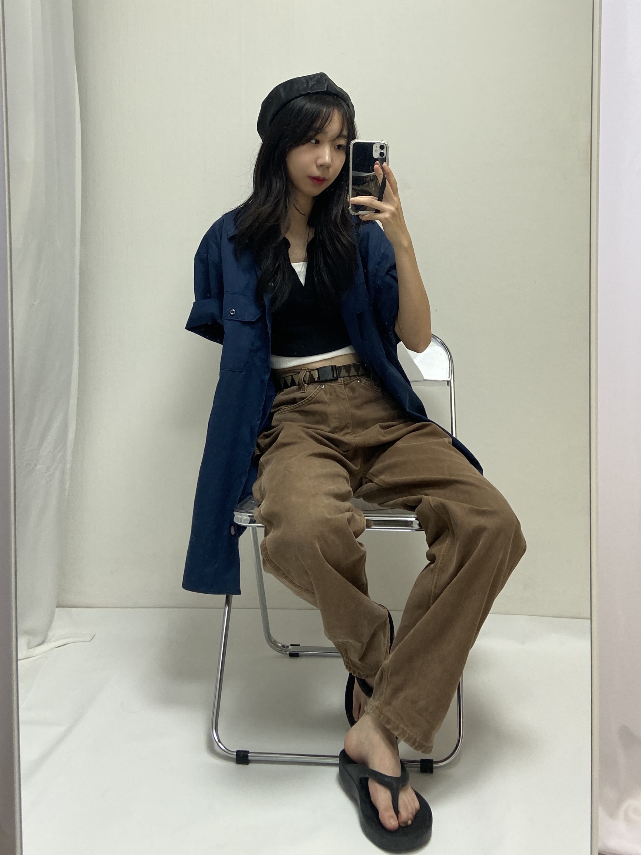 Carhartt WIP Dearborn Canvas Single Knee Pants Hamilton Brown Rigid 착용 스타일 - 1