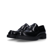 Prada Chocolate Brushed Leather Loafers Black