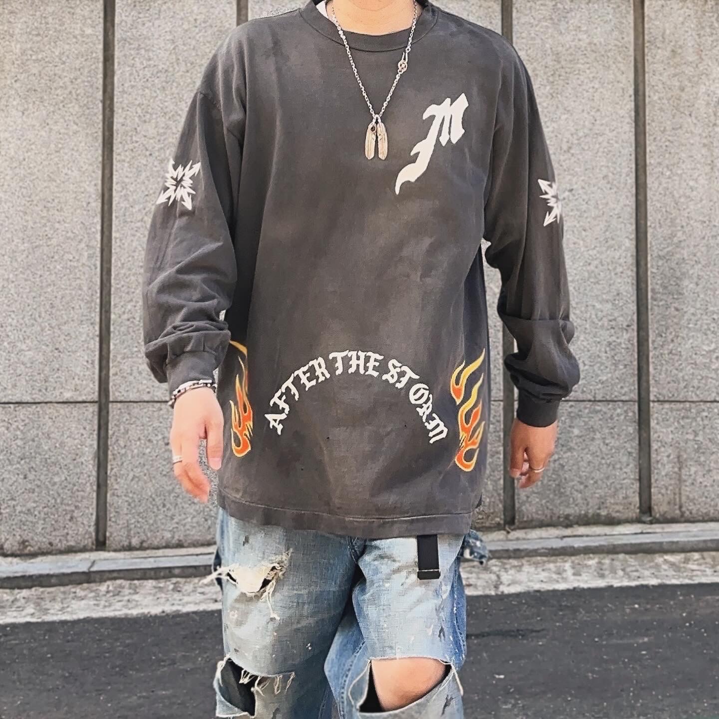 Saint Mxxxxxx M Long Sleeve T-Shirt Black - 24SS, Saint Mxxxxxx Painter Denim Pants Blue - 24SS 착용 스타일 - 2