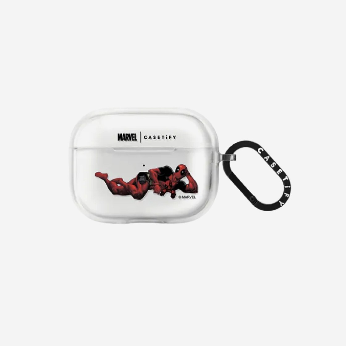 Casetify x Deadpool Airpods Pro 1st/2nd Gen Black Logo Impact Case Clear 상세 이미지 1