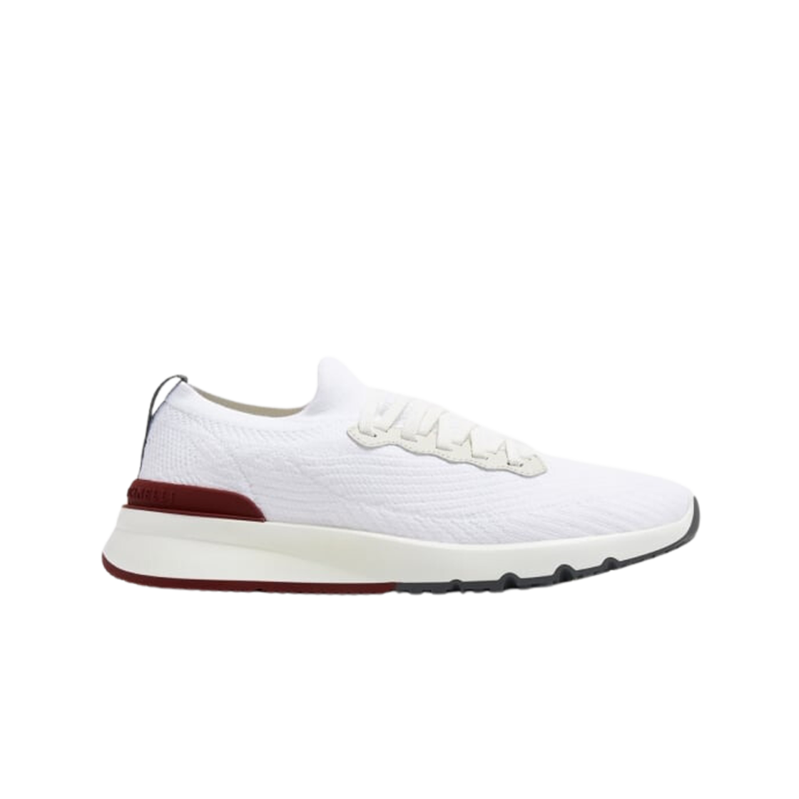 브루넬로 쿠치넬리 코튼 니트 세미 폴리쉬드 카프스킨 러너 화이트(Brunello Cucinelli Cotton Knit Semi Polished Calfskin Runners White)