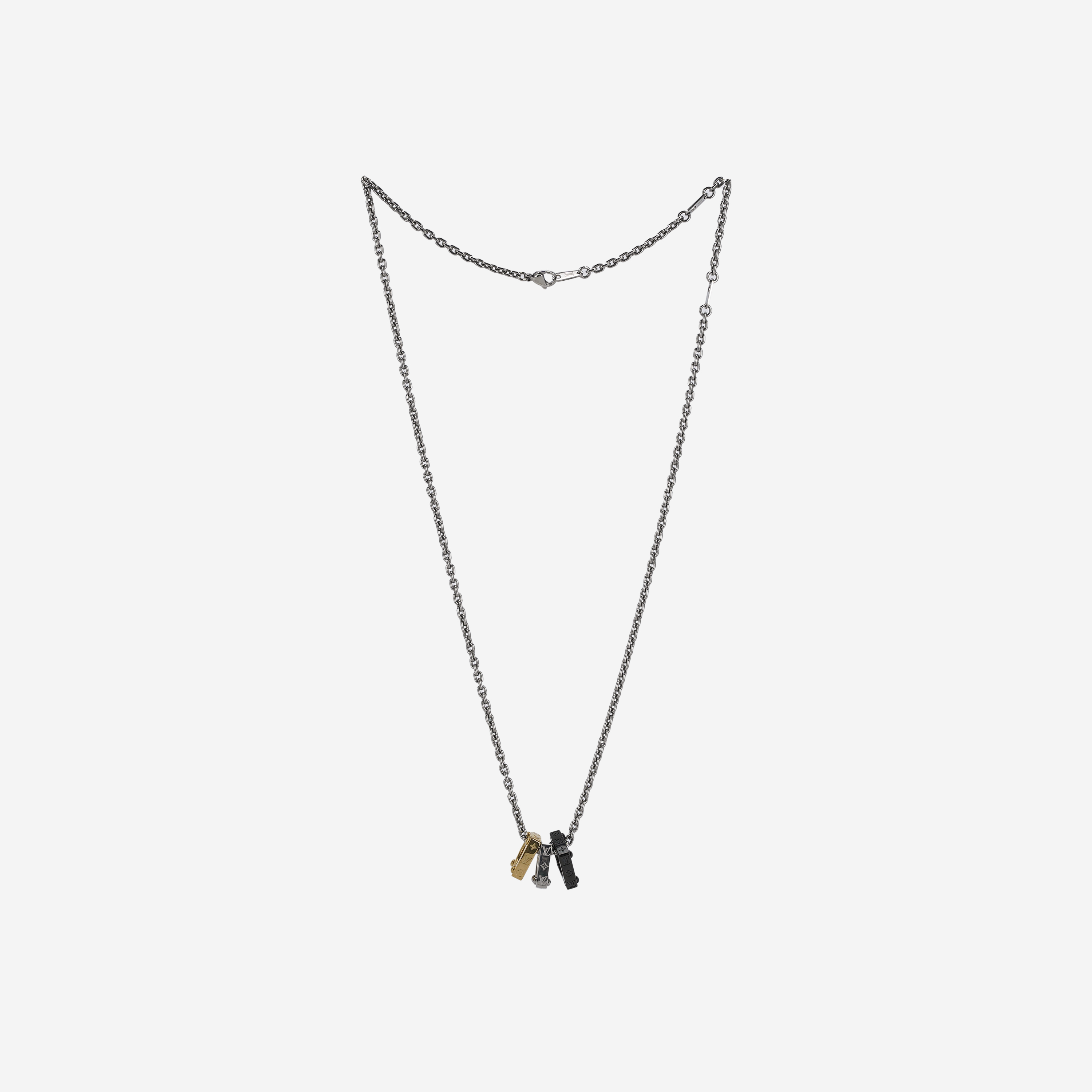 Louis Vuitton Monogram Bold Necklace Dark Ruthenium Gold Silver