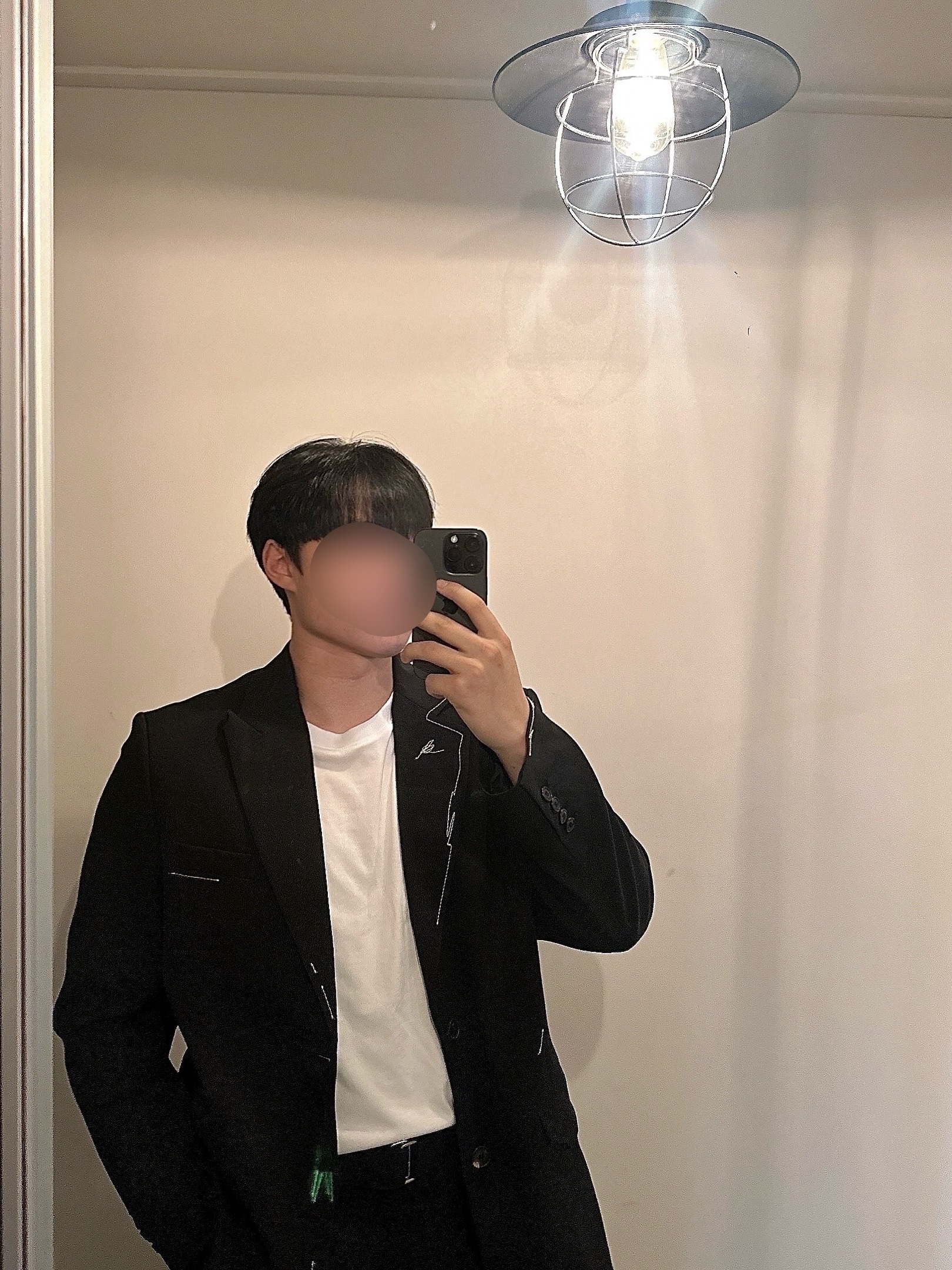 Zara x Ader Error Oversized Blazer Black 착용 스타일 - 1