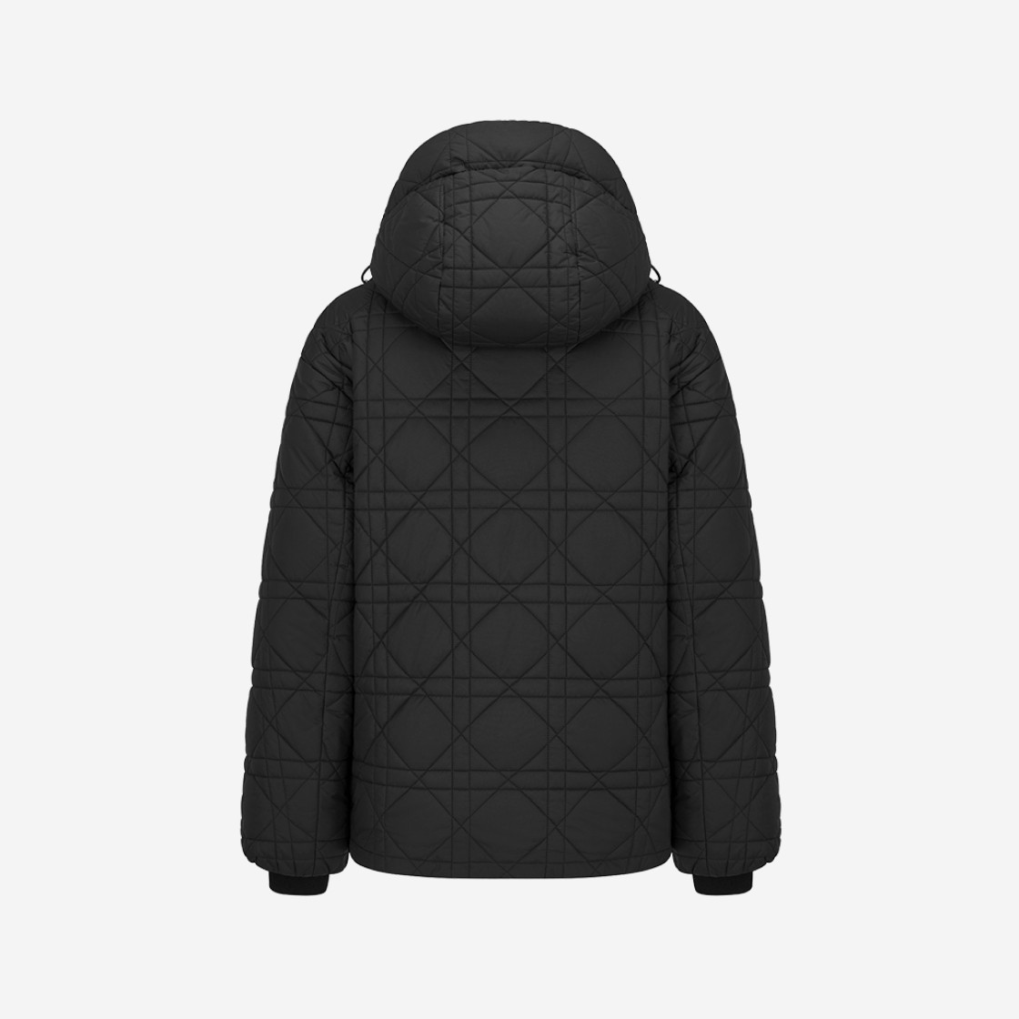 (W) Dioralps Macrocannage Hooded Puffer Jacket Black Quilted Technical Taffeta 상세 이미지 2