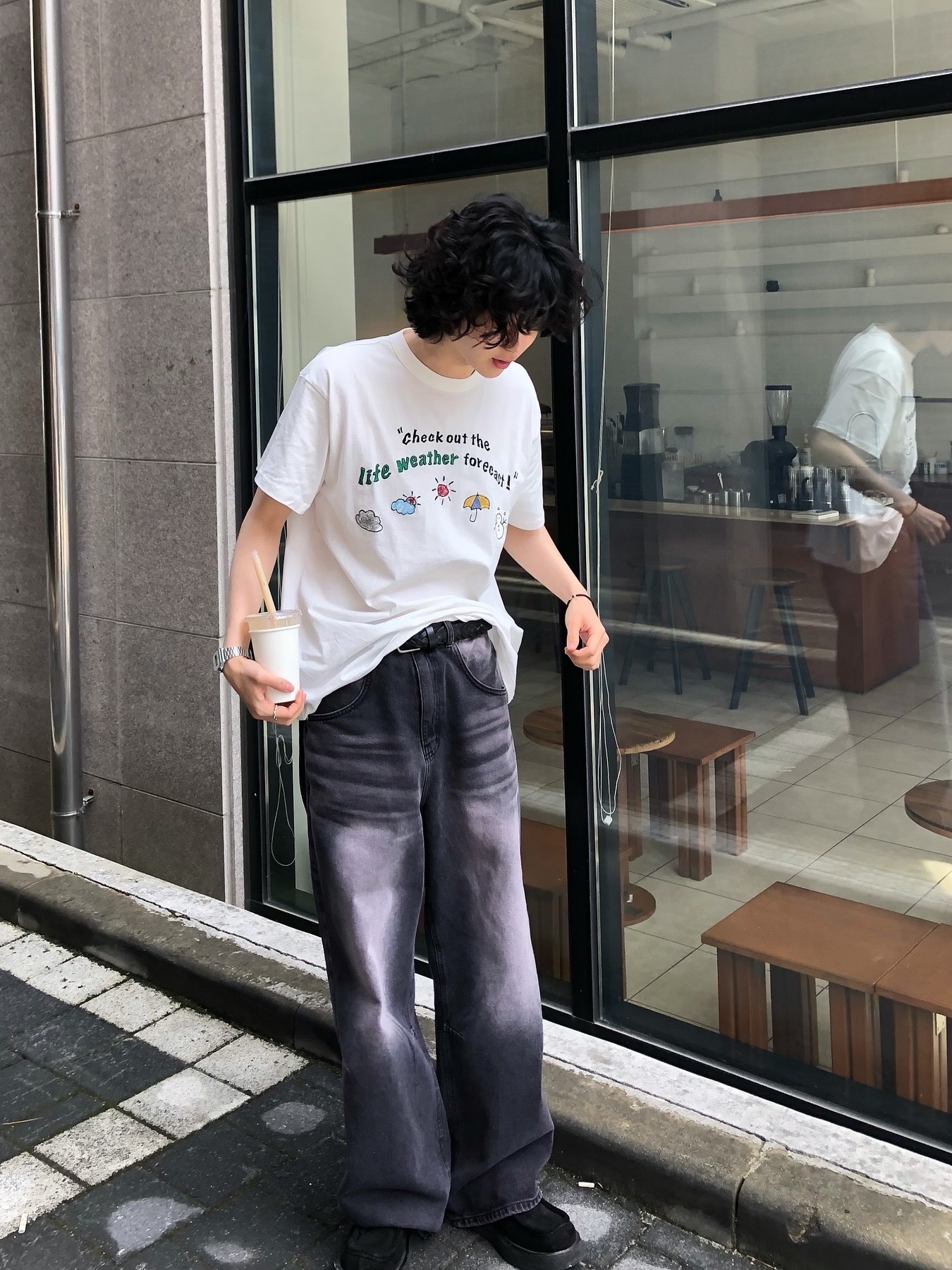 Suade Color Washed Denim Blue, Suade Color Washed Denim Black 착용 스타일