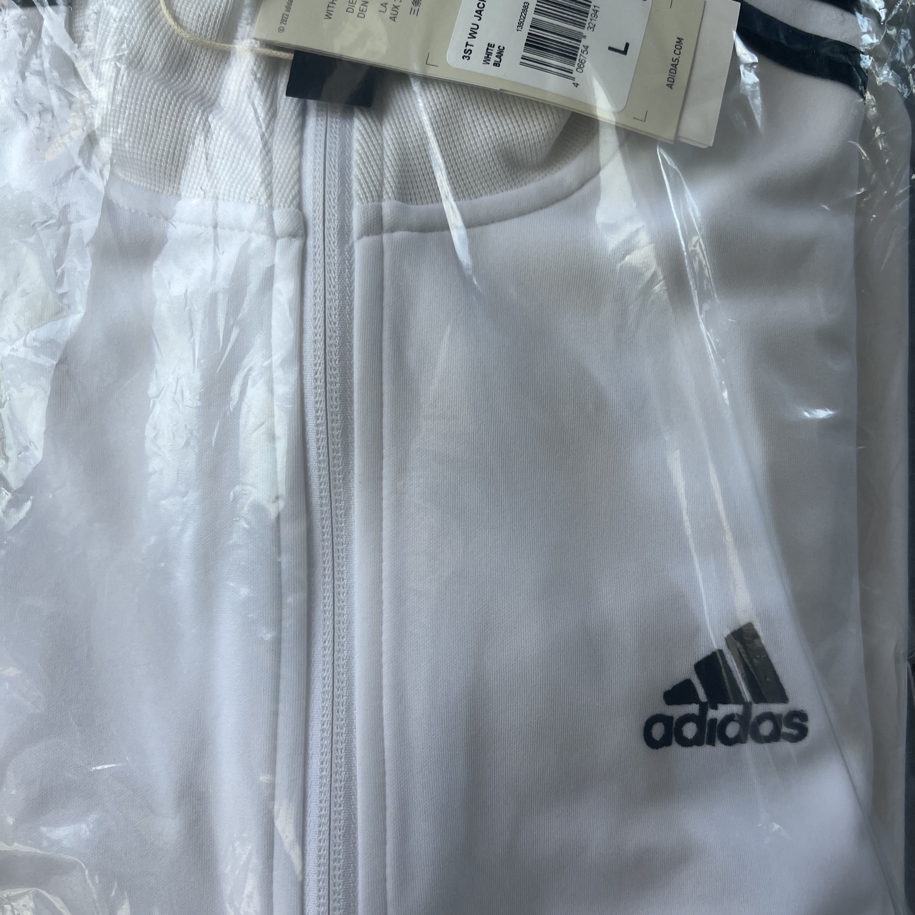 Adidas 3S Regular Fit Double Knit Track Top White - KR Sizing 착용 스타일