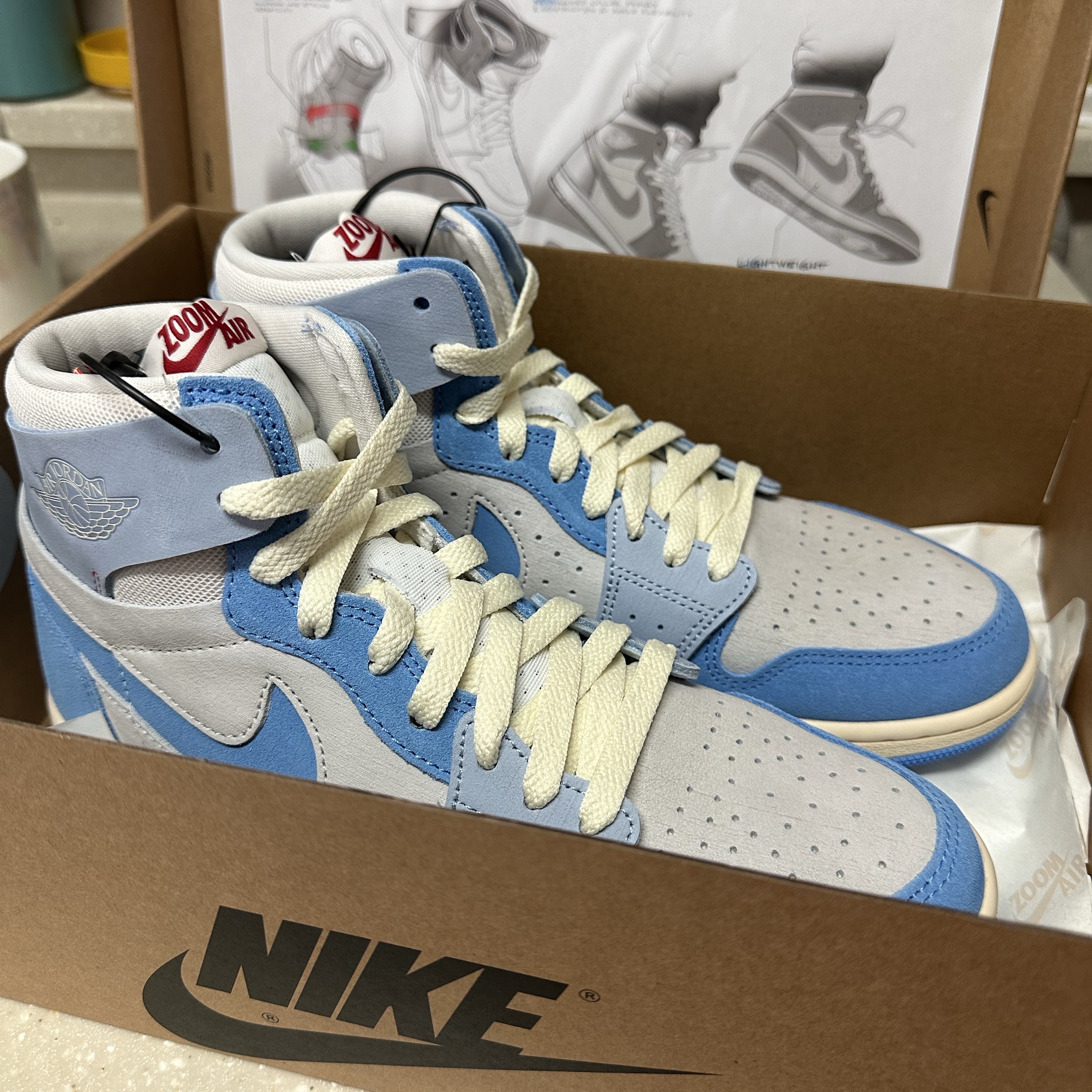 (W) Jordan 1 Zoom Air CMFT 2 Phantom University Blue 착용 스타일