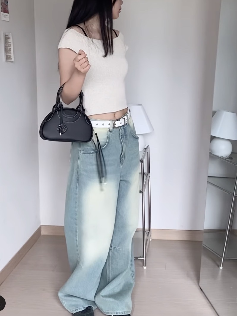 Suade Color Washed Denim Blue, Suade Color Washed Denim Black 착용 스타일