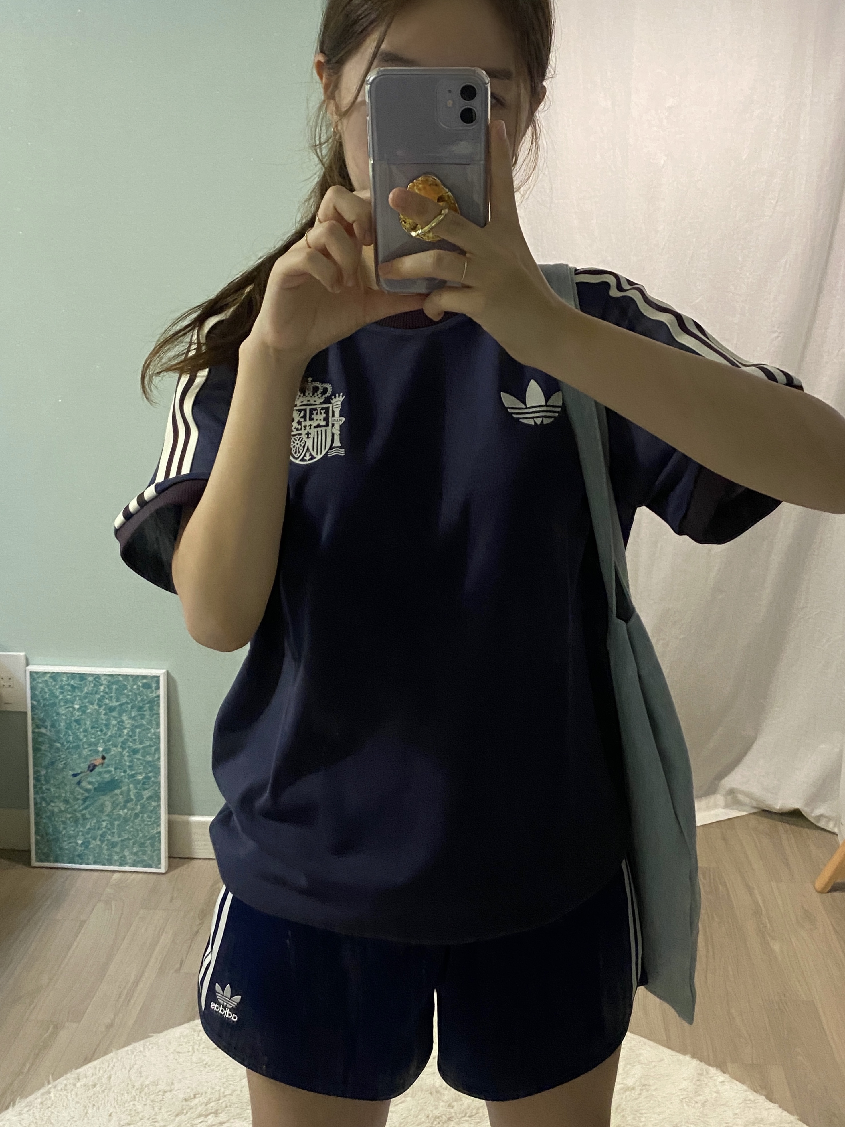 Adidas Spain Adicolor Classics 3-Stripes T-Shirt Shadow Navy - KR Sizing 착용 스타일 - 2