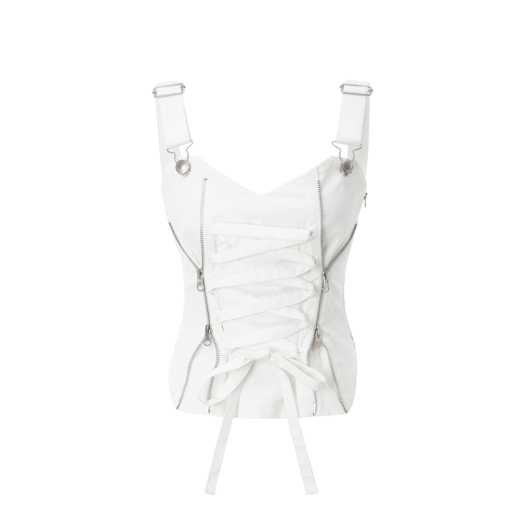 (W) Threetimes Zip Overall Top Ivory