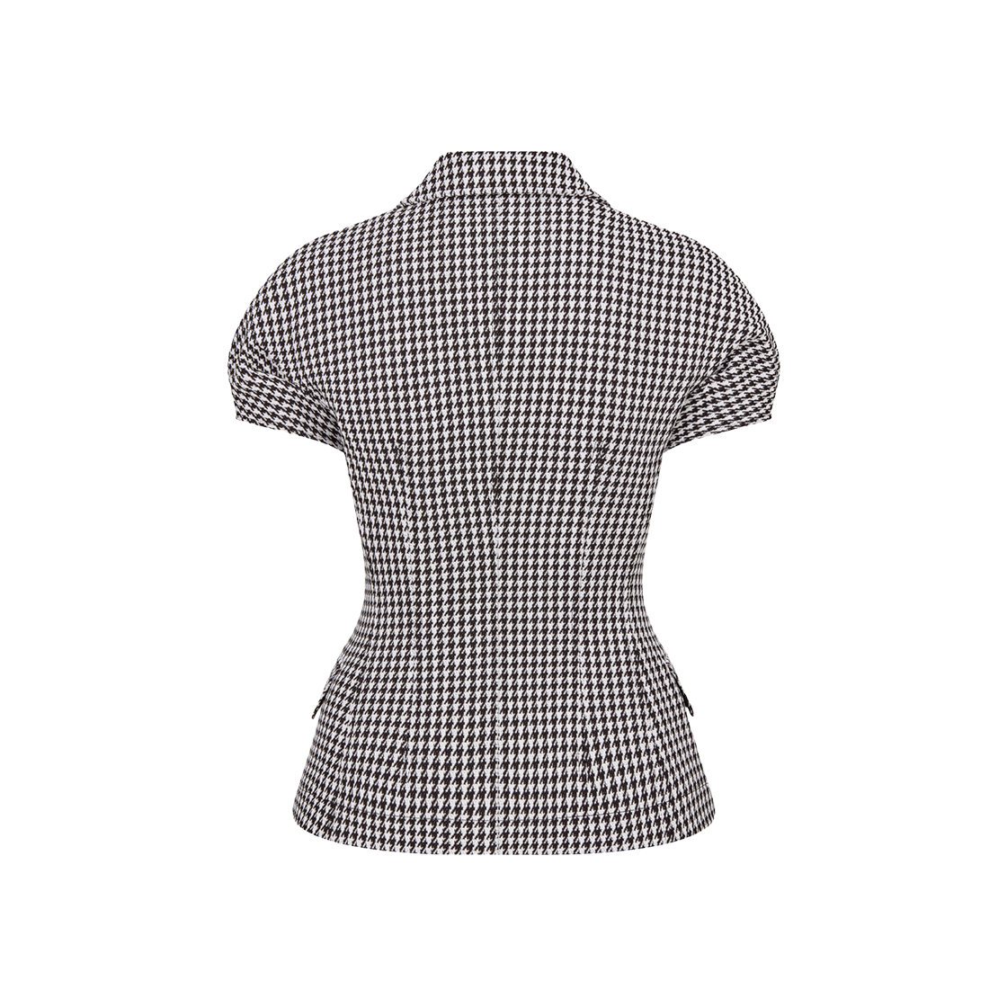 (W) Dior 2-In-1 Jacket With Puff Sleeves Black White Houndstooth Wool 상세 이미지 2