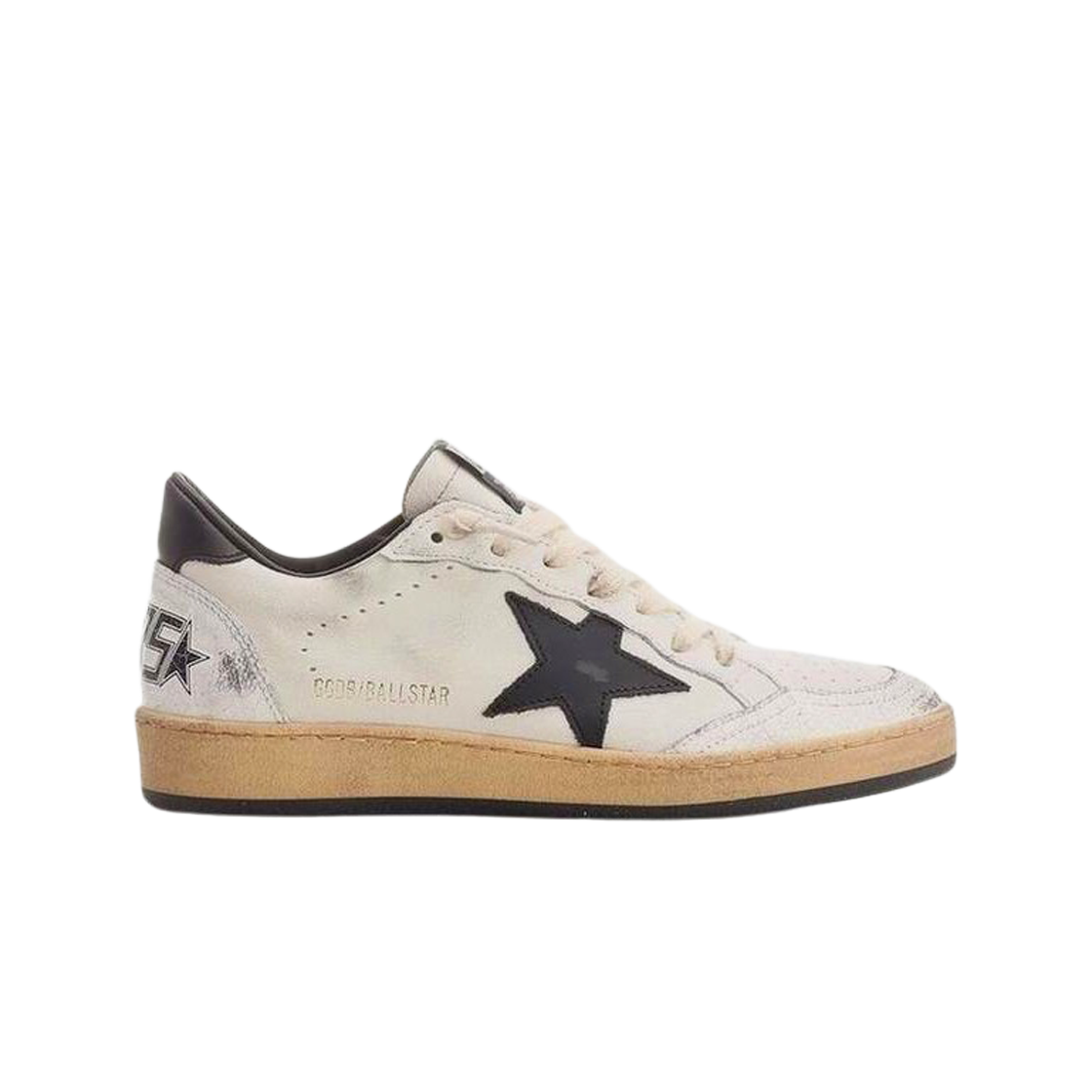 GWF00117-F003771-10283 (W) Golden Goose Ball Star In Nappa With Black Star And Black Heel Tab