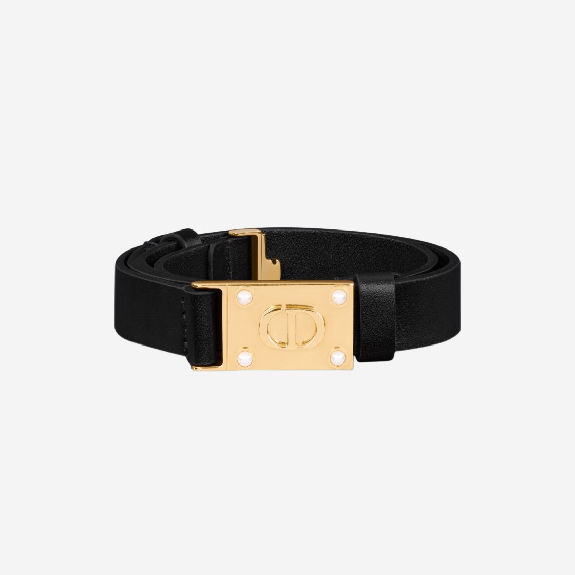 (W) Dior D-Treasure Belt Black Smooth Calfskin and White Resin Pearls 상세 이미지 1