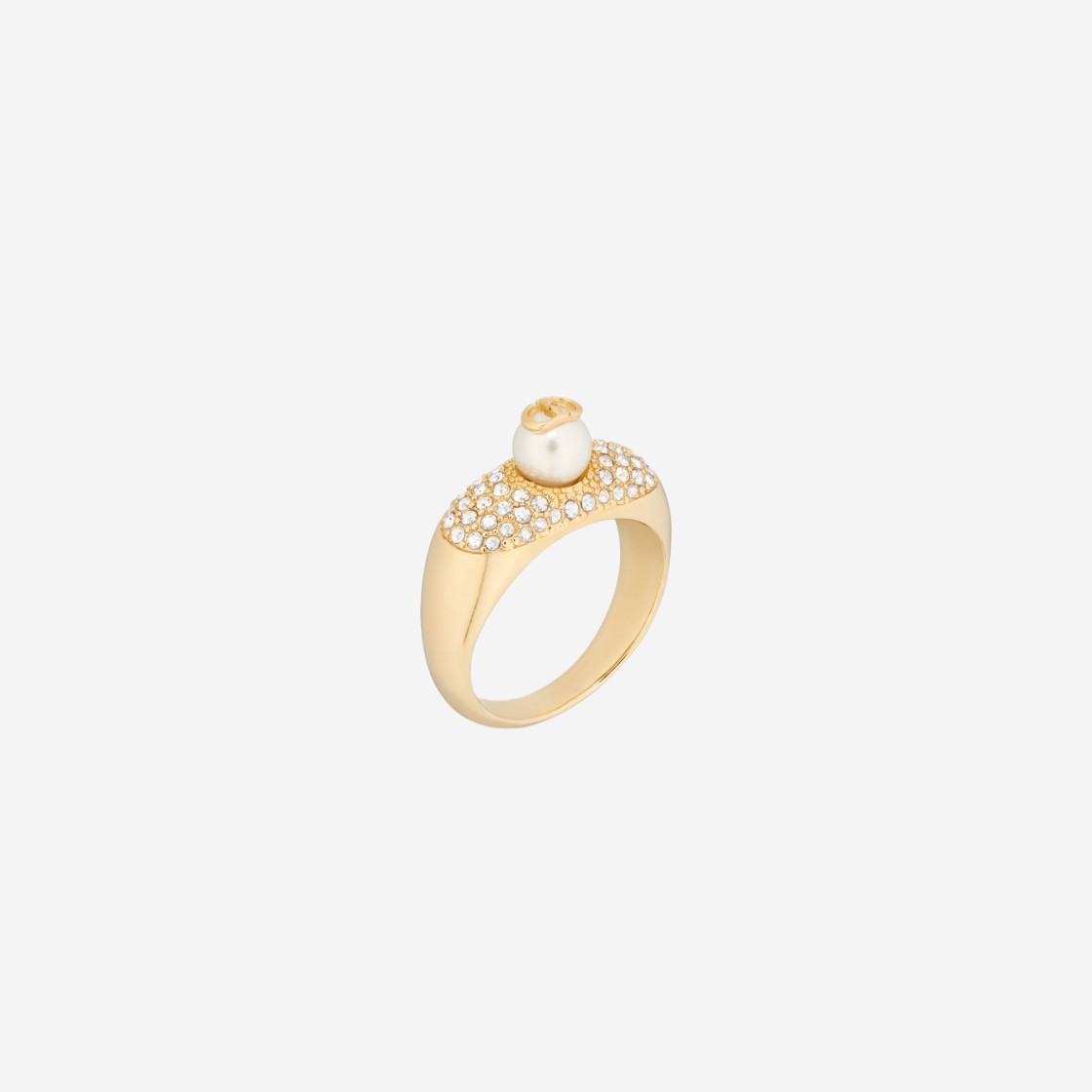 (W) Dior D-Fusion Ring Gold-Finish Metal with A White Resin Pearl and Silver-Tone Crystals 상세 이미지 2